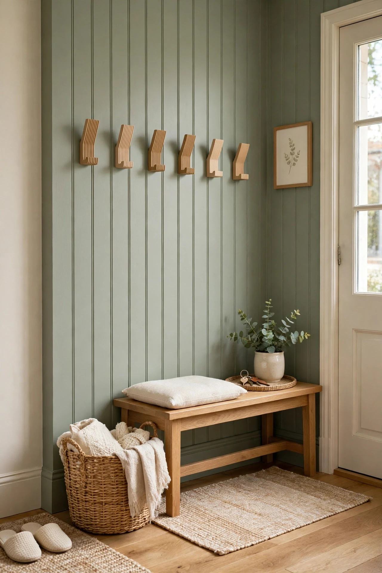 Sage Beadboard Wainscoting Ideas for an Entryway