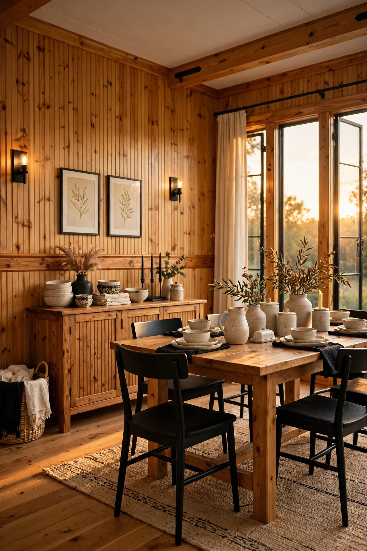 Honest Pine Beadboard in a Dining Room