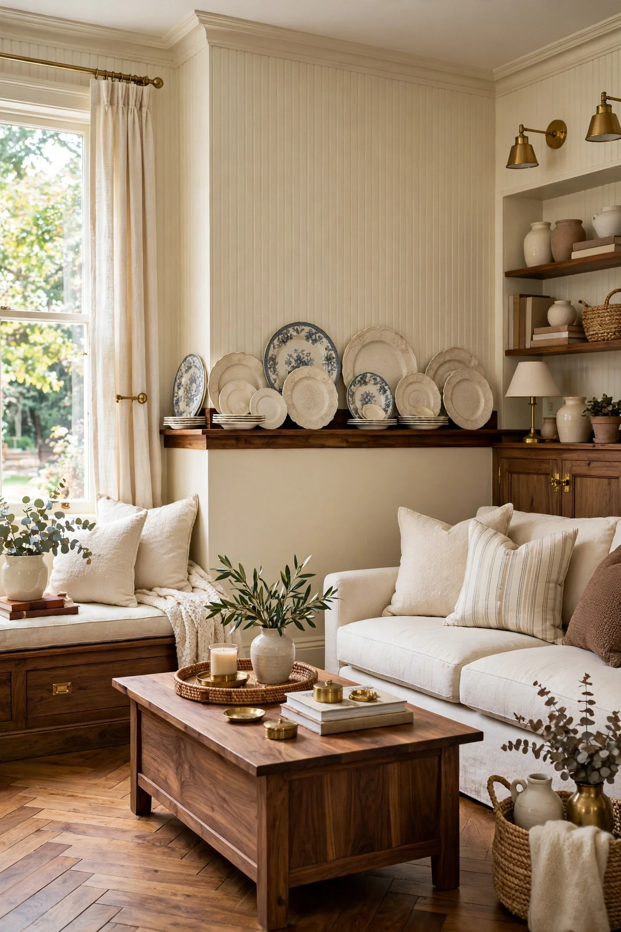 Plate-Rail Beadboard in a Living Room