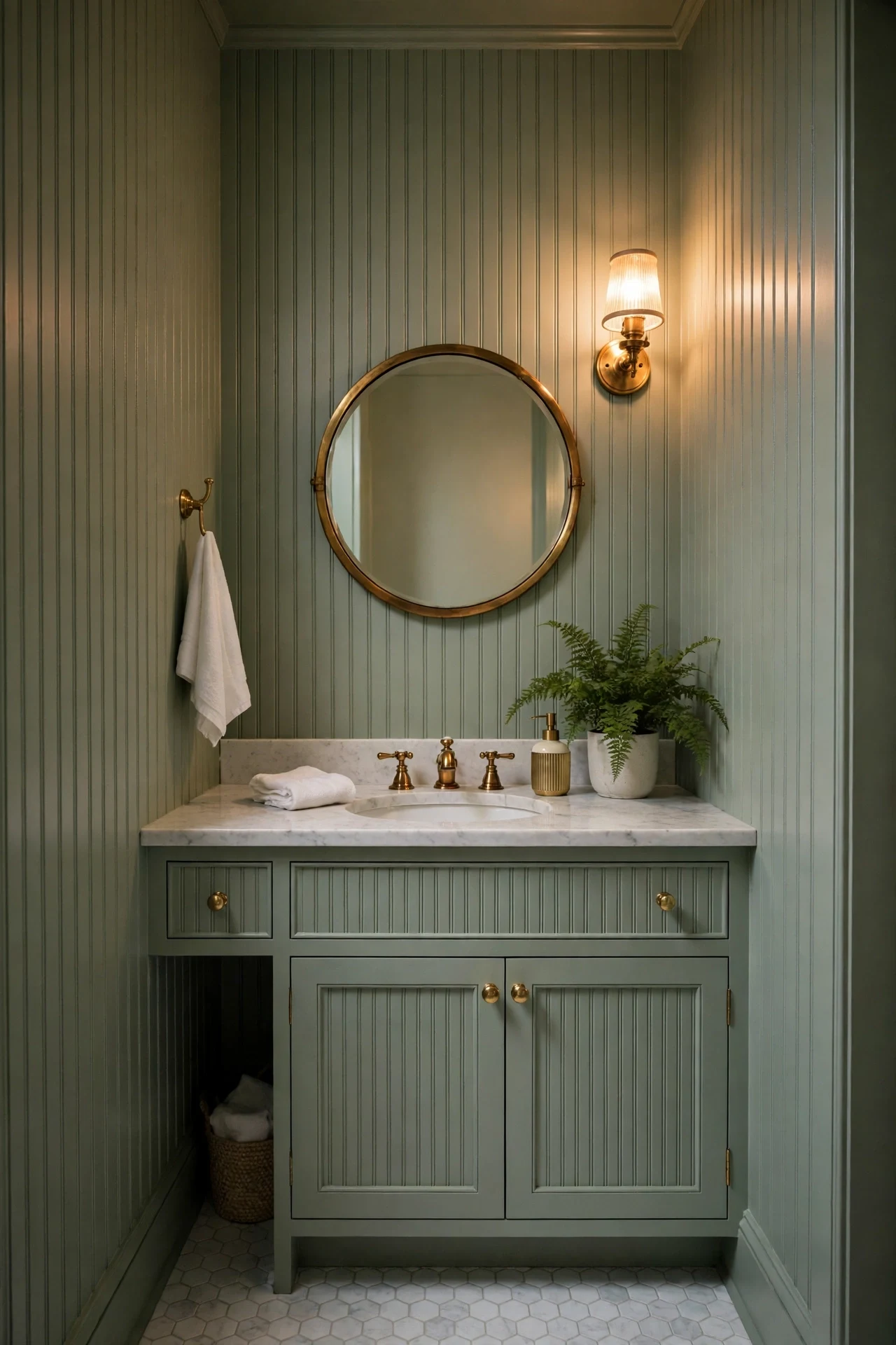 Tall Beadboard for a Tiny Powder Room