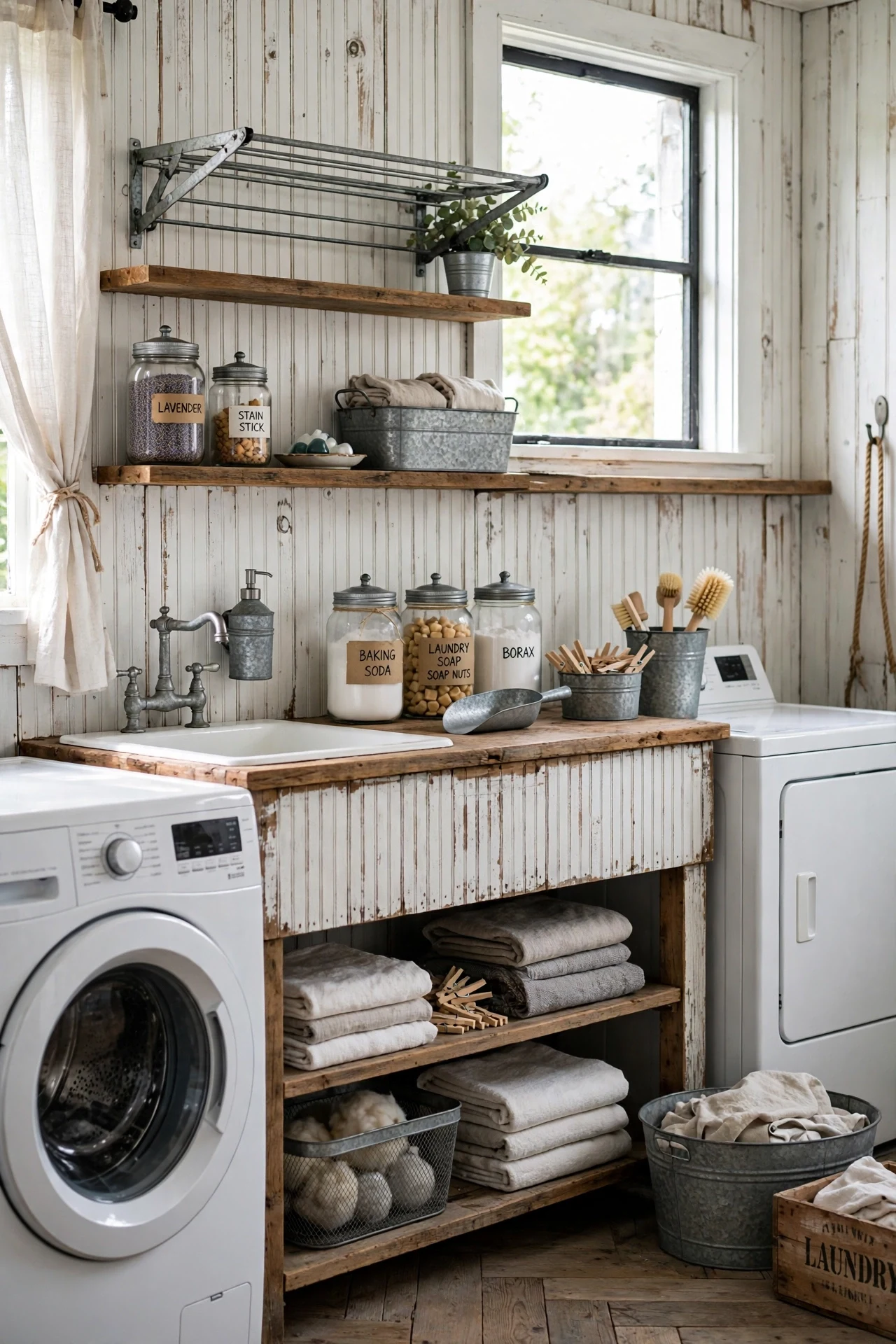 Reclaimed Beadboard in a Laundry Room