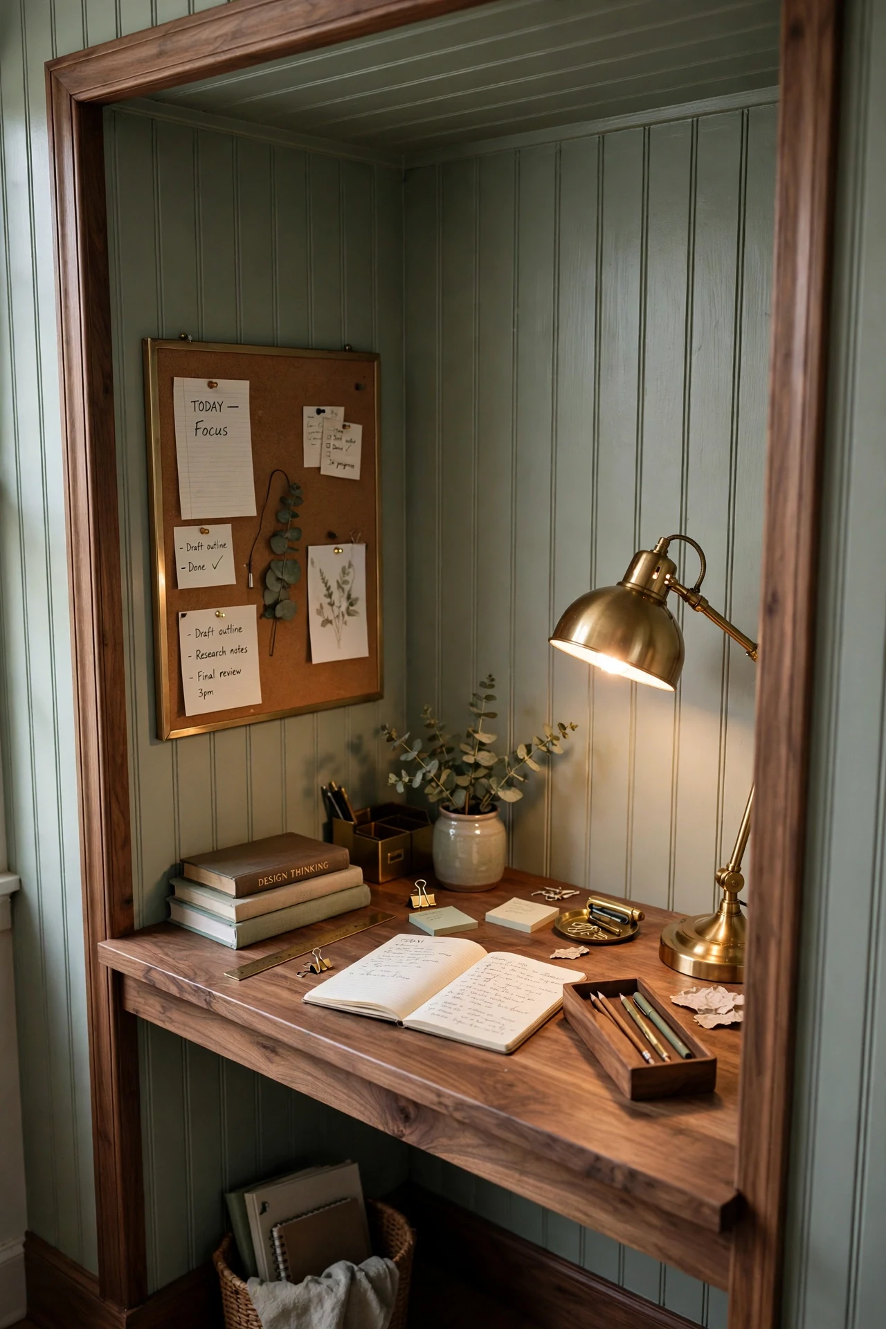 Desk-Nook Beadboard in a Home Office