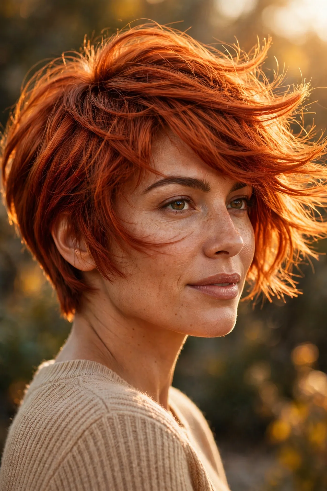 Bold copper-red bixie cut