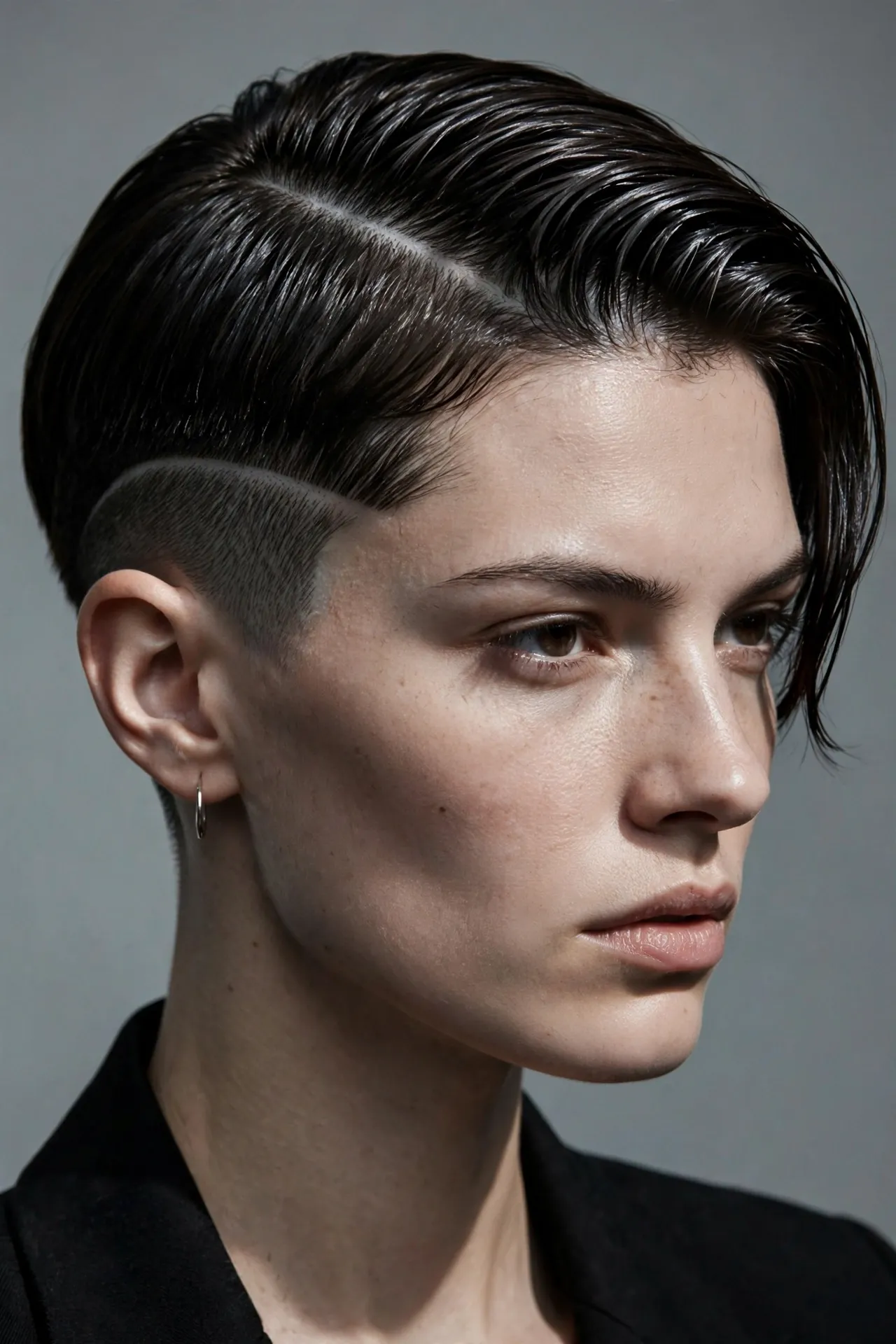 Bixie cut with hard part