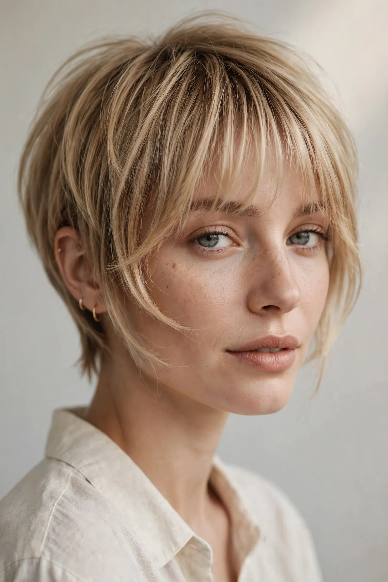 Bixie with soft fringe and face frames