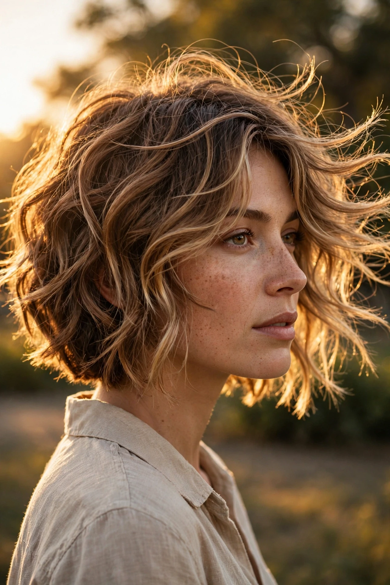 Bixie with natural wave and highlights