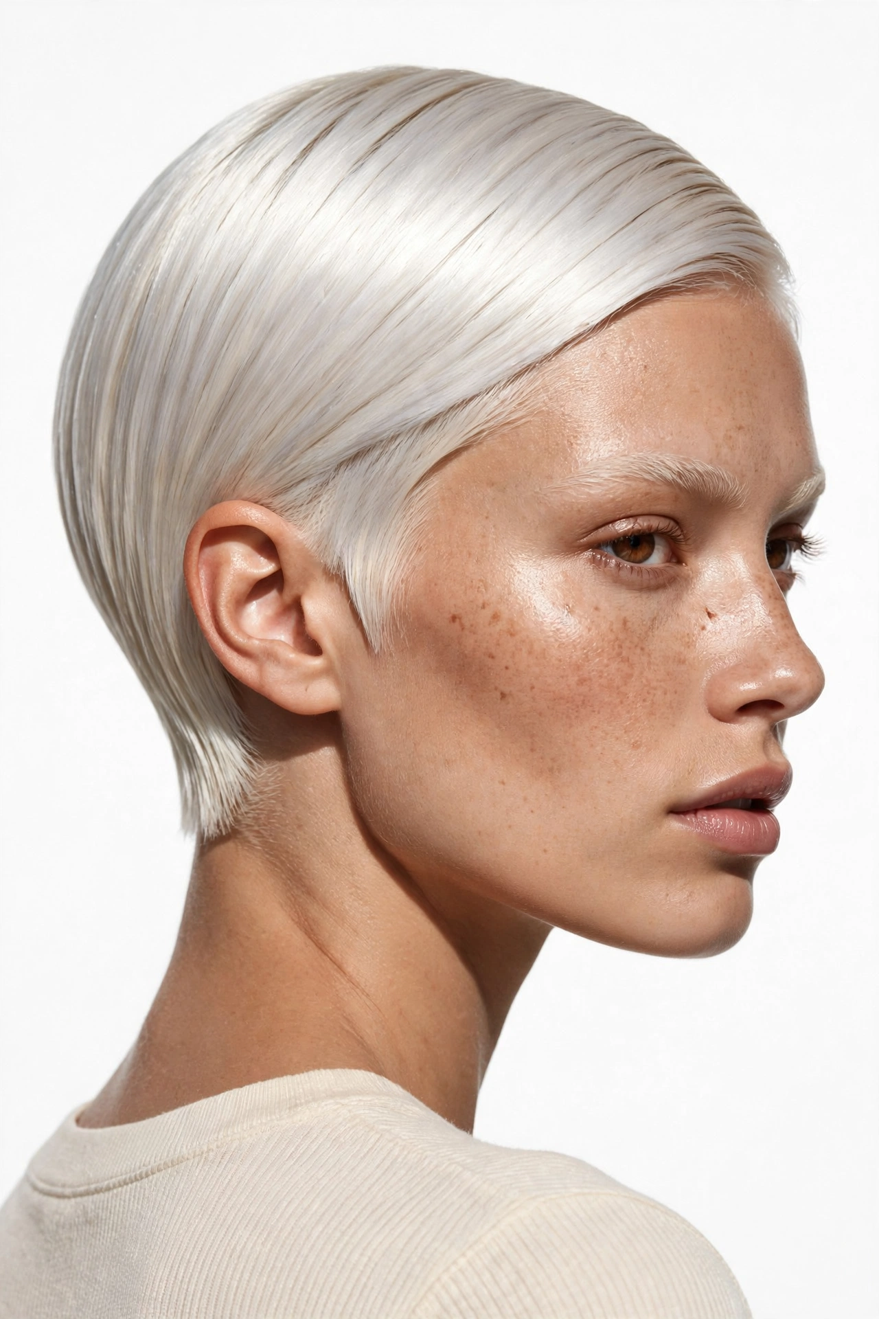 Platinum sleek taper pixie cut
