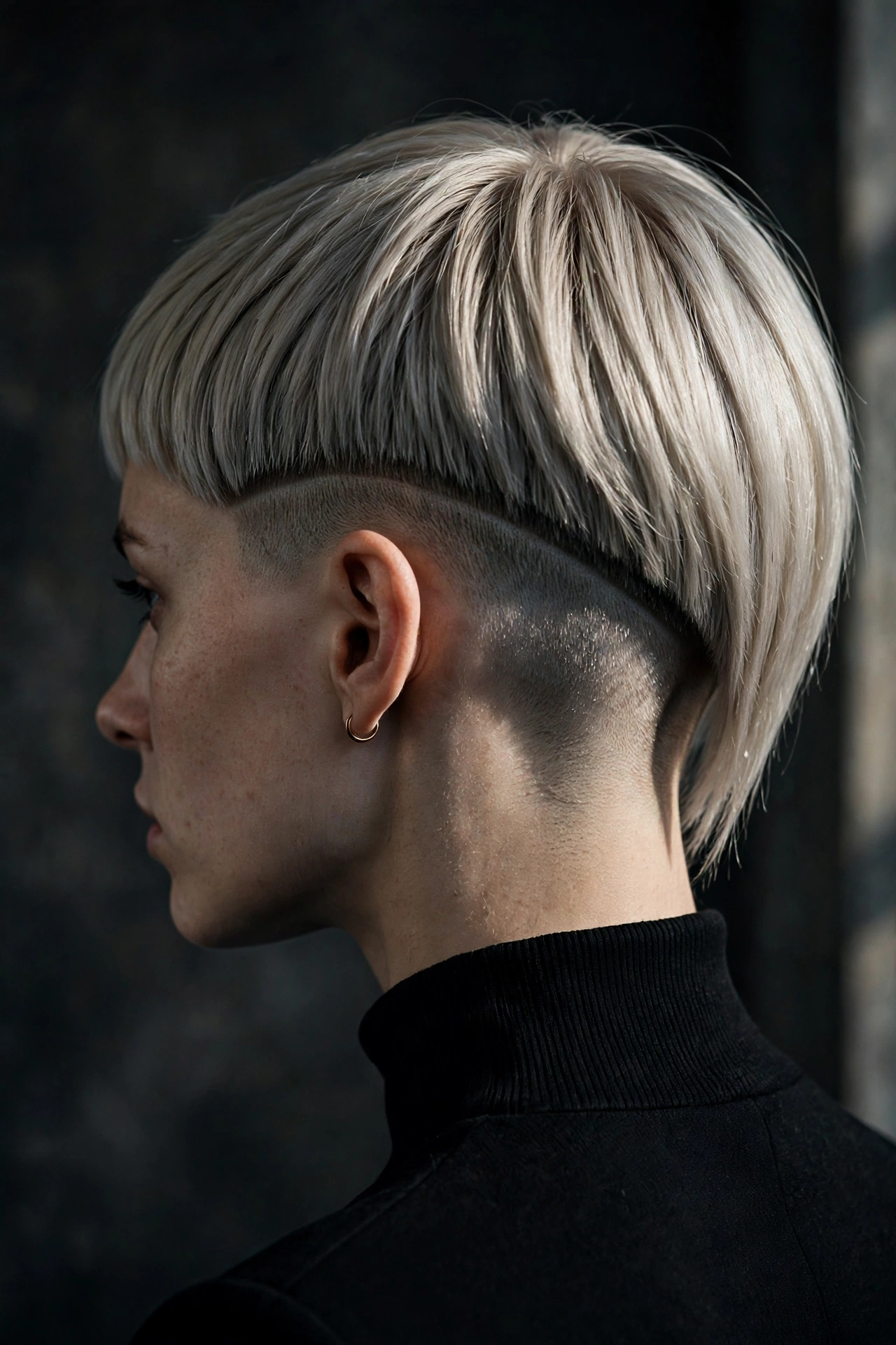 Ash blonde pixie with undercut