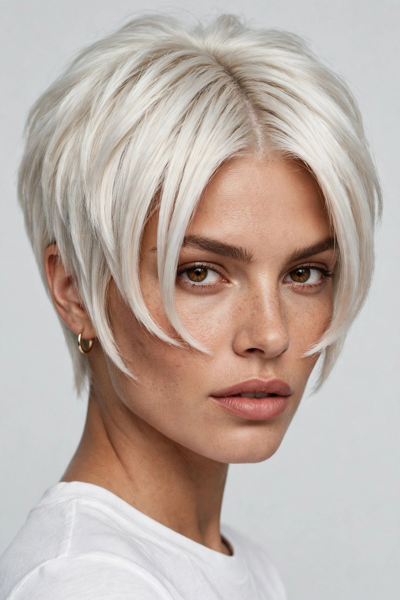 Platinum pixie with curtain fringe