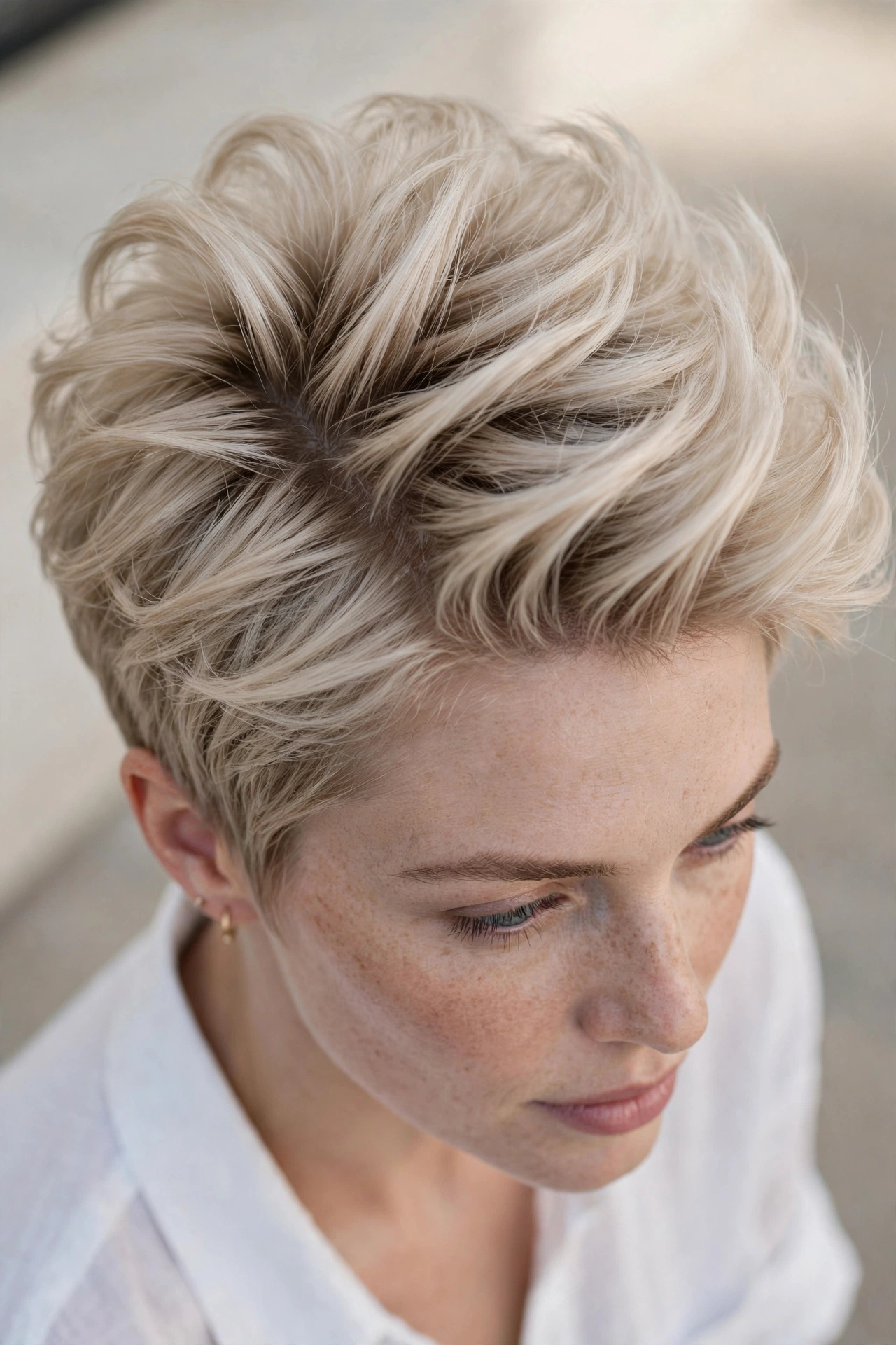 Blonde pixie for fine hair