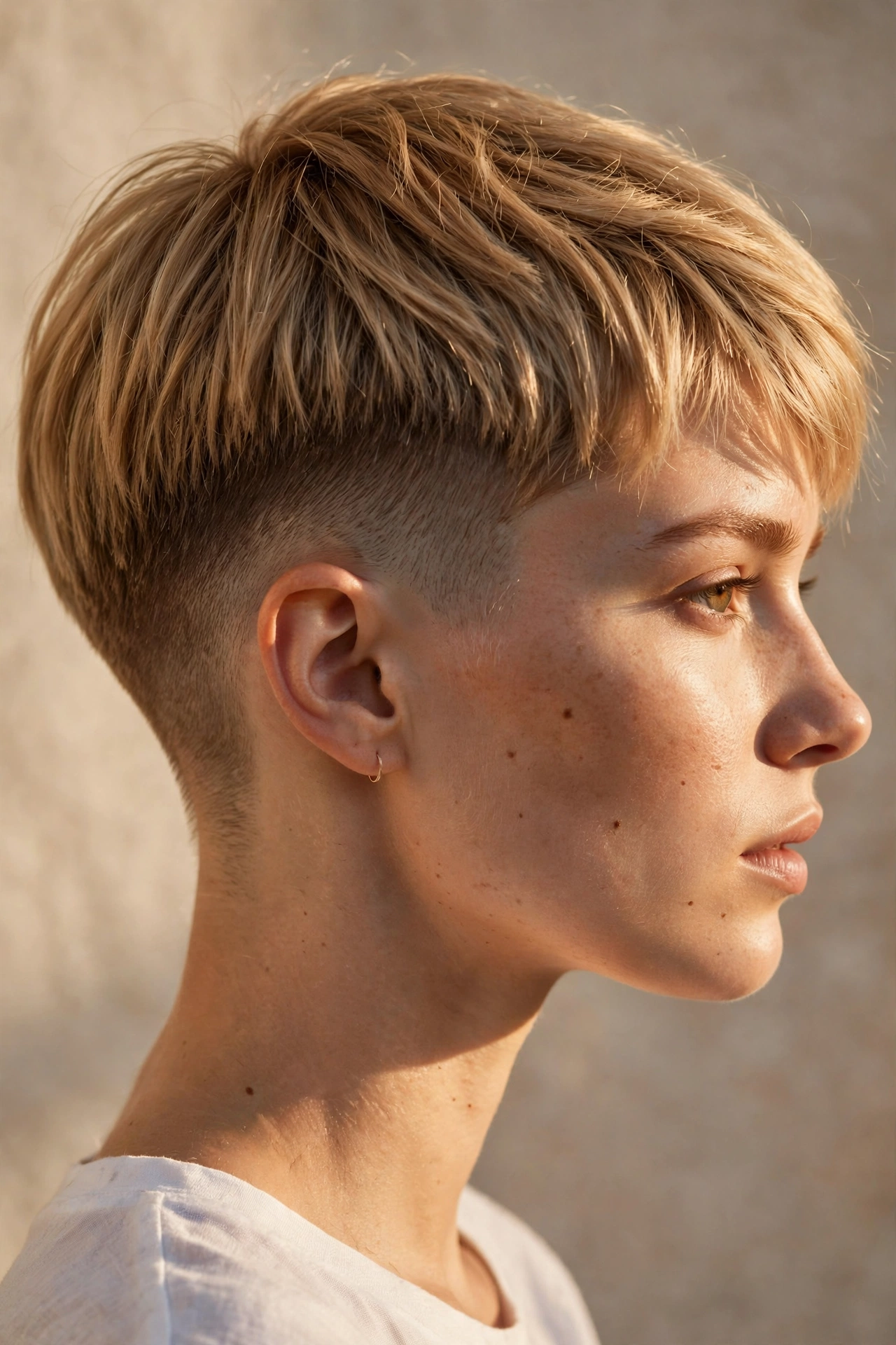 Blonde pixie with taper fade