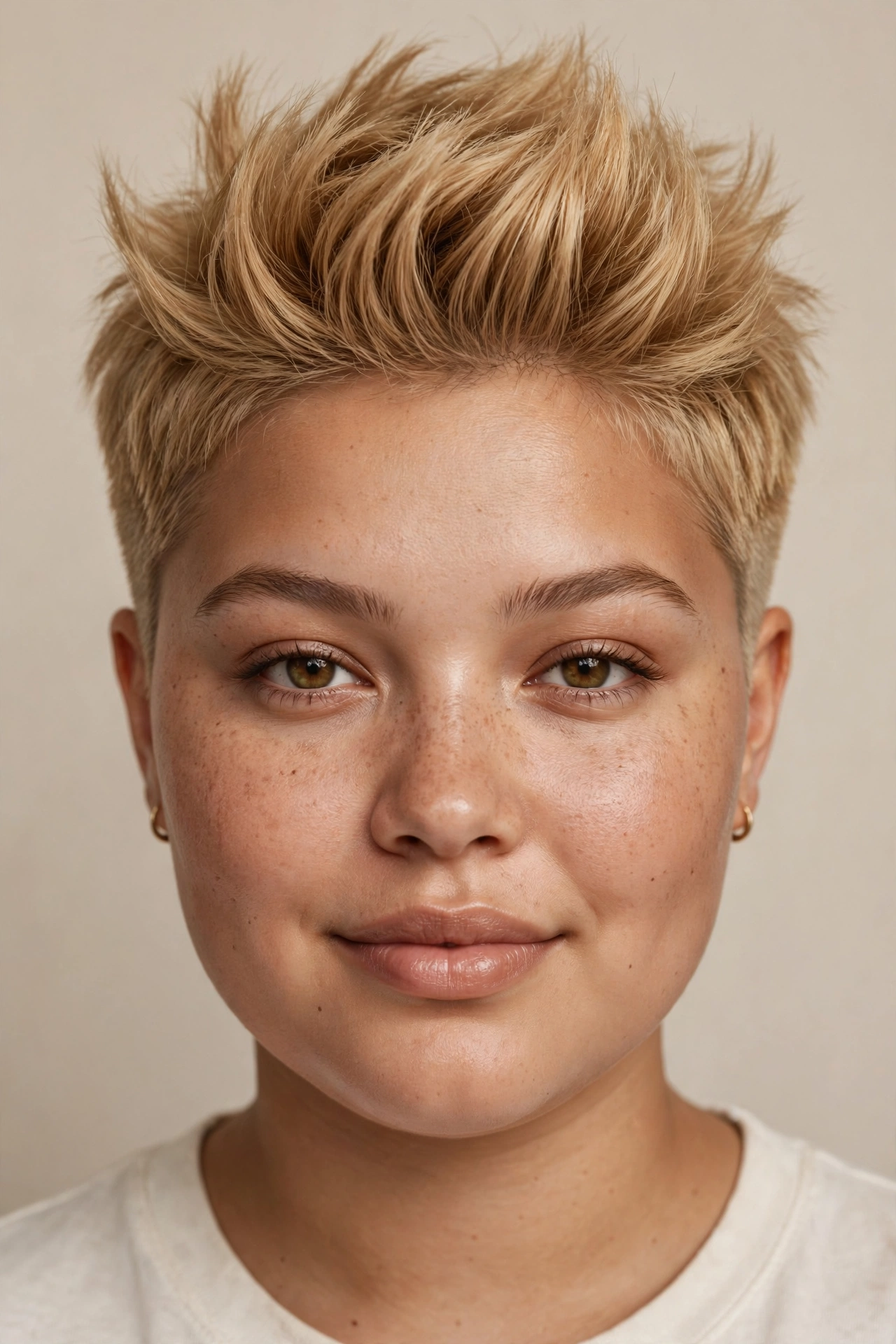 Blonde pixie for round faces