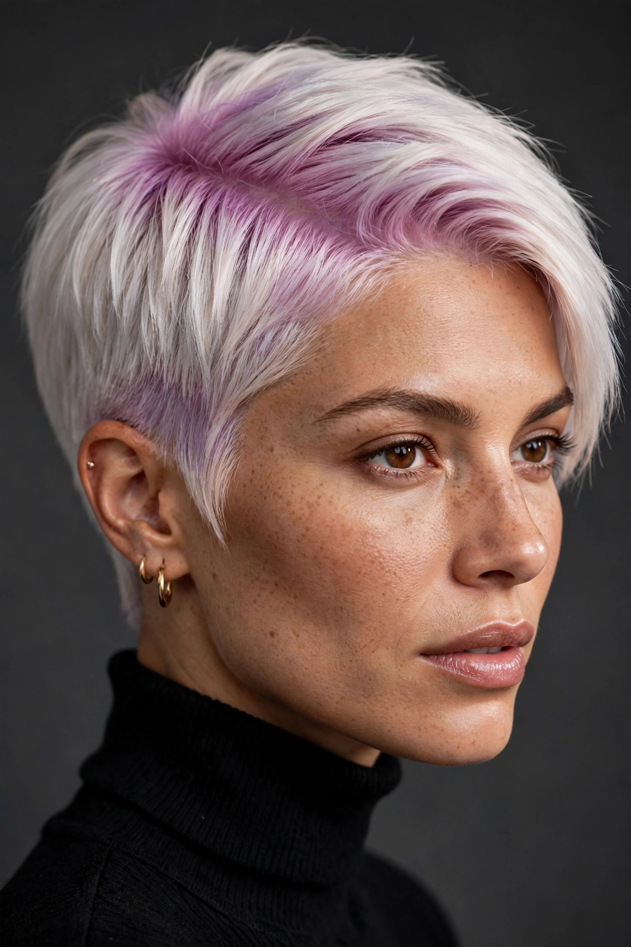 Platinum pixie with vivid root shadow