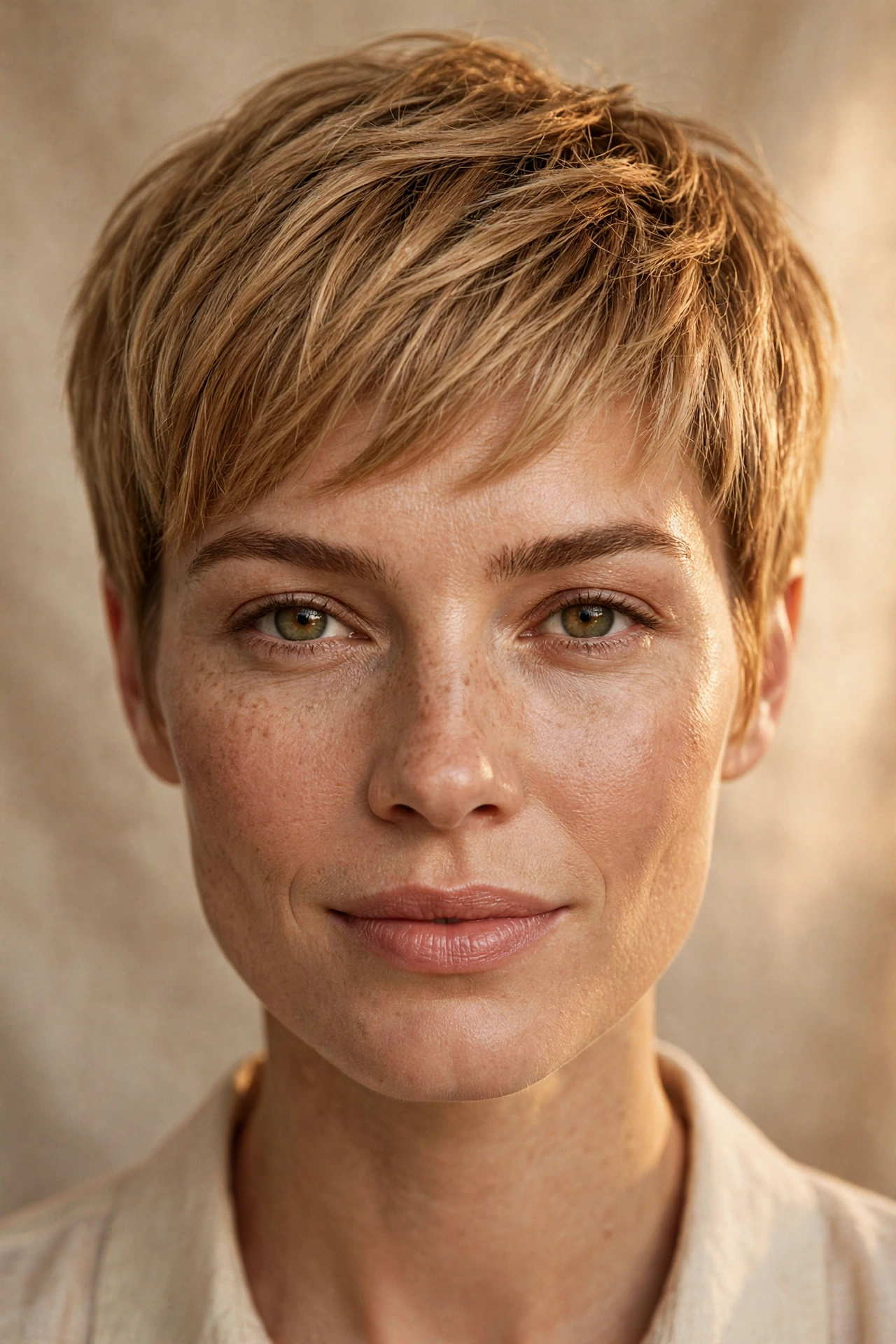Blonde pixie for square faces