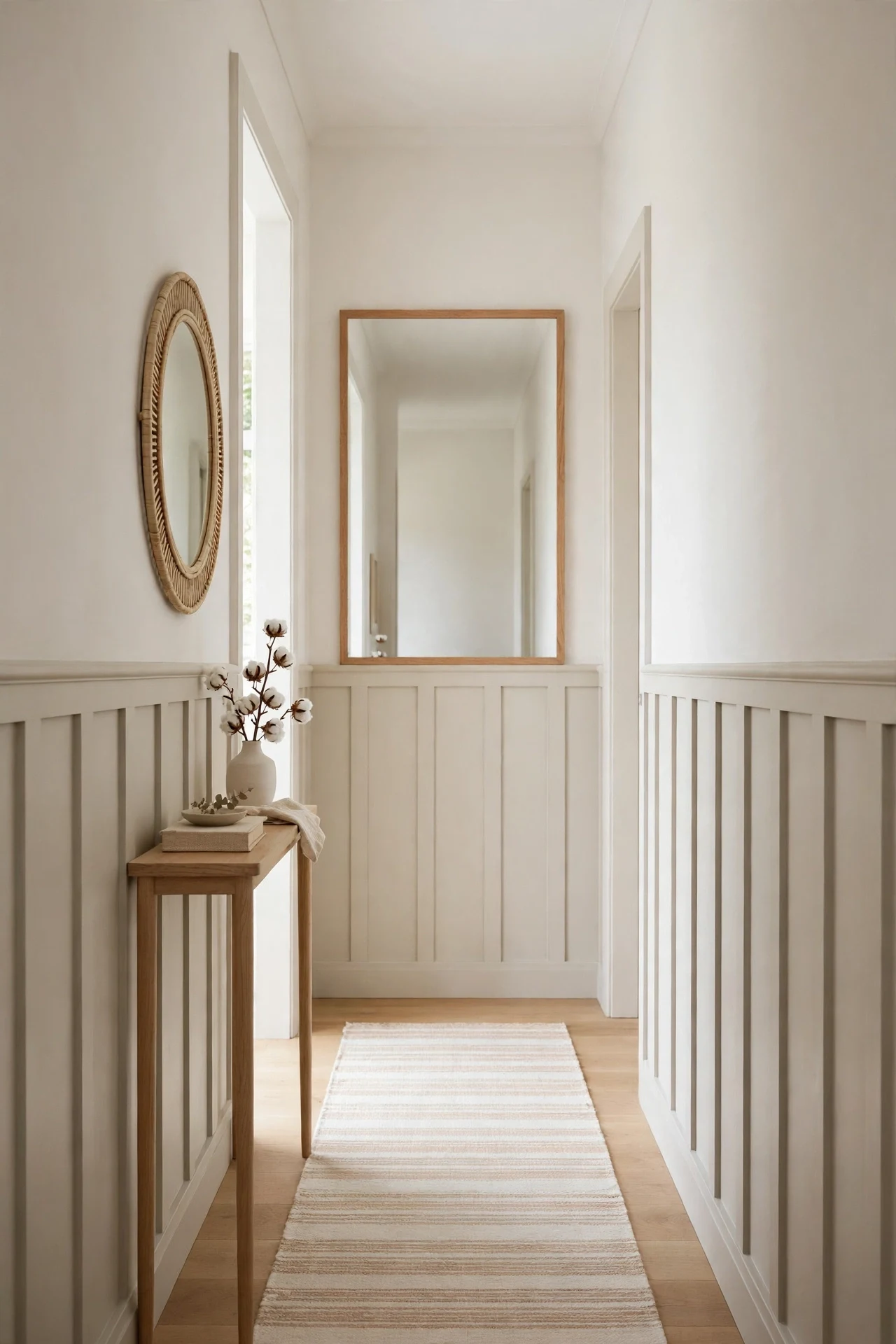 Slim 36-Inch Panels for a Narrow Hallway