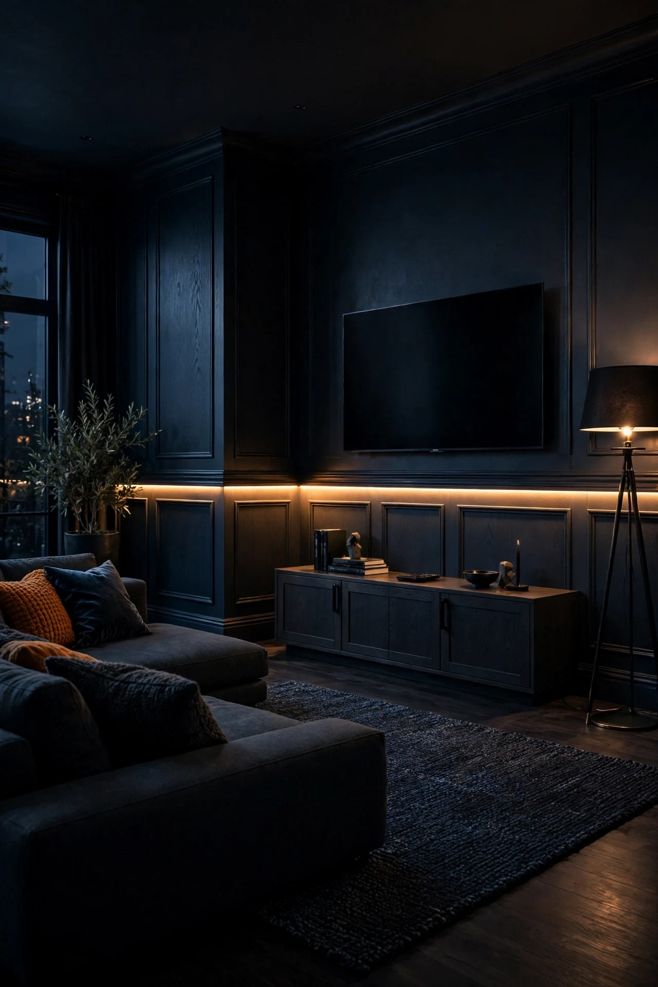 Under-Panel LED Strips in a Media Room