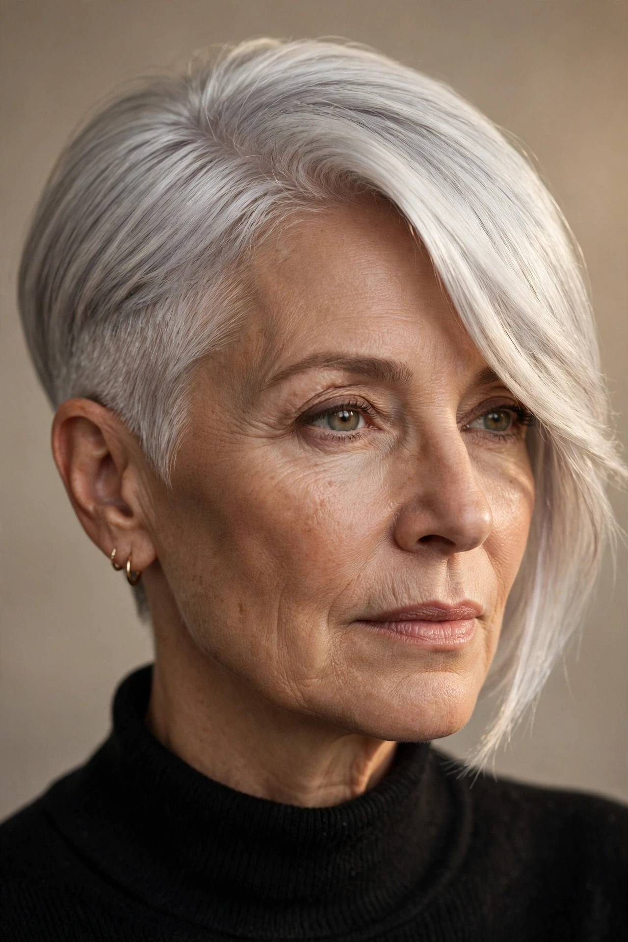 Gray pixie with side sweep
