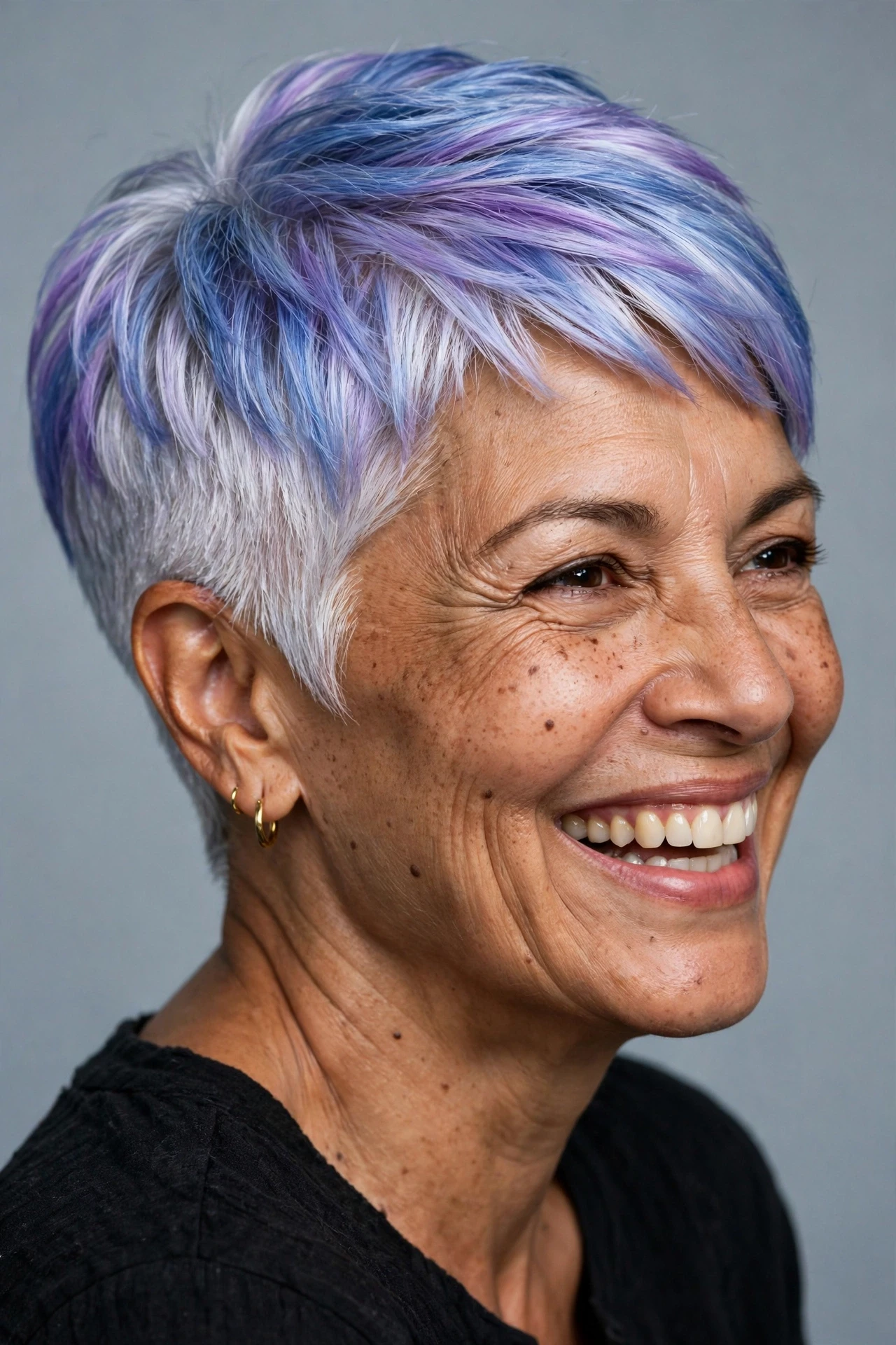 Gray pixie with lavender tint