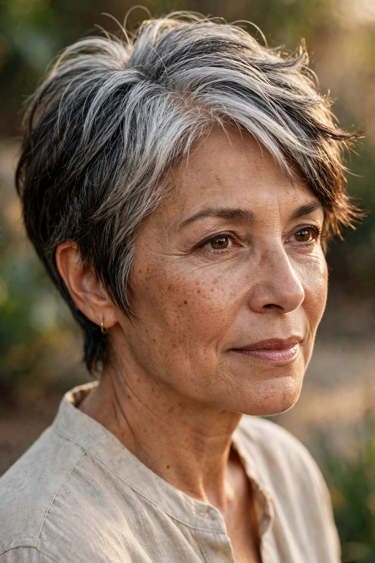 Natural gray grow-out pixie transition