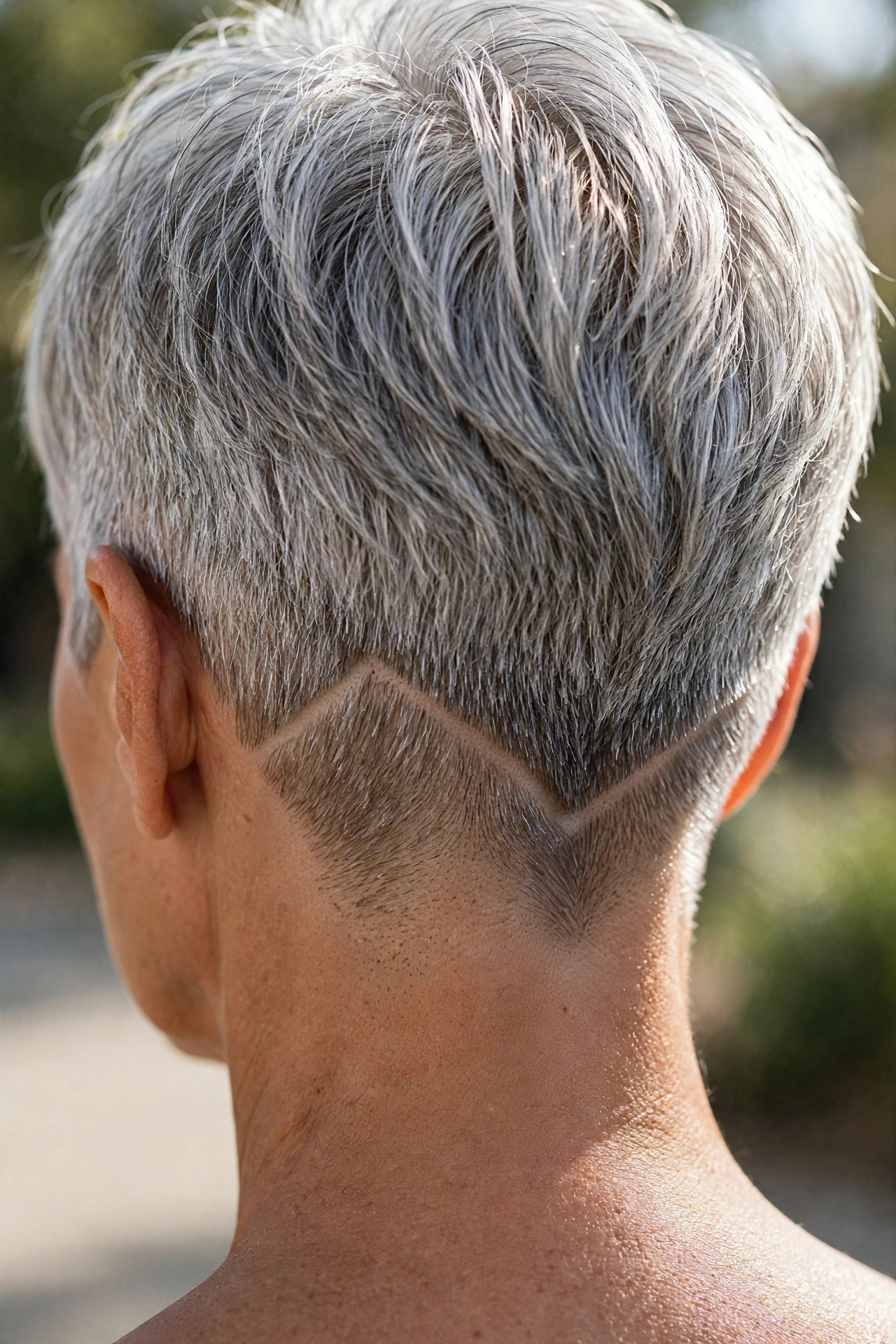 Gray pixie with soft V-shaped nape design