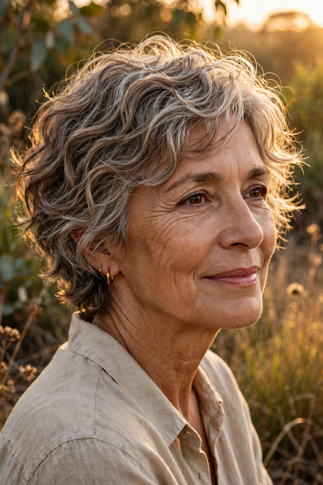 Boho gray pixie with wavy texture