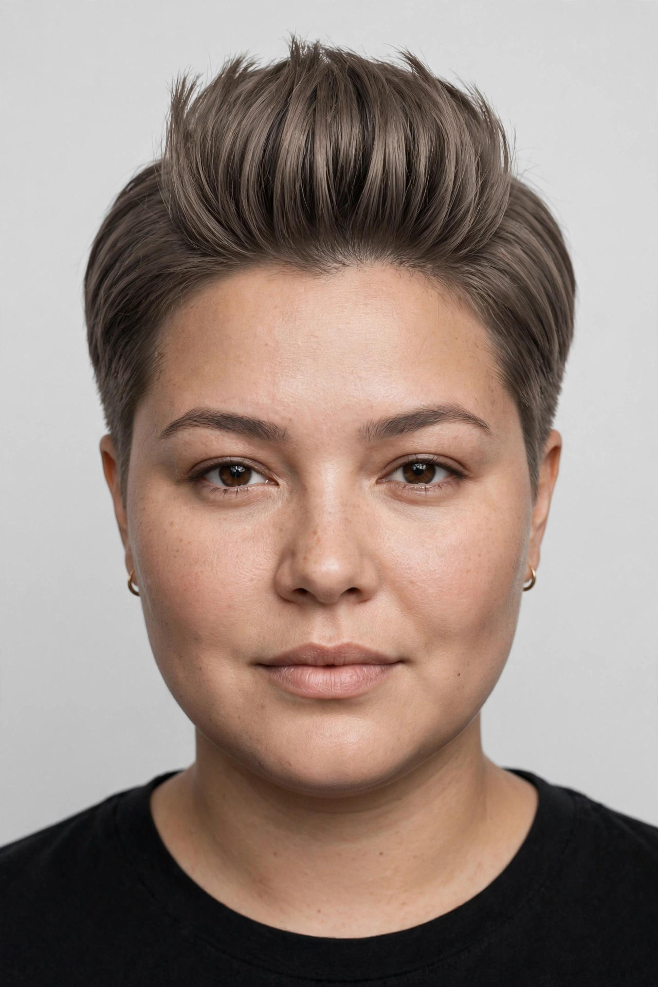 Pixie cut for round faces with tall crown and close tapered sides