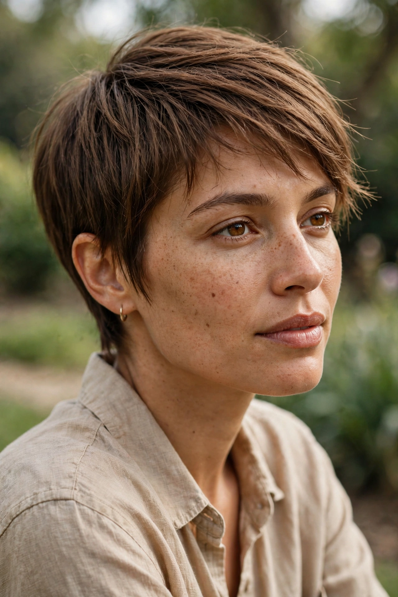 Effortless air-dried straight pixie with natural fall