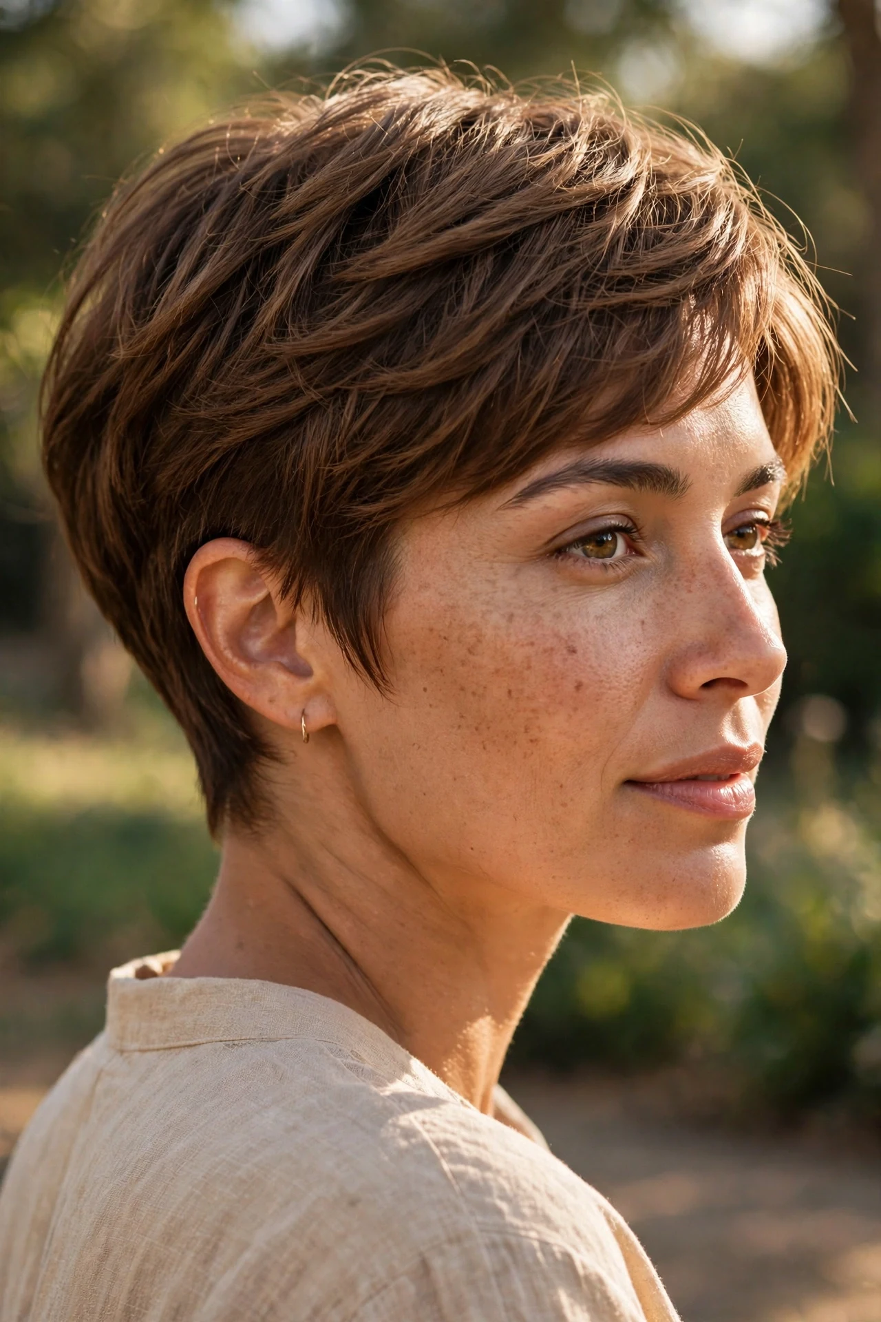 Long pixie with natural colour and texture