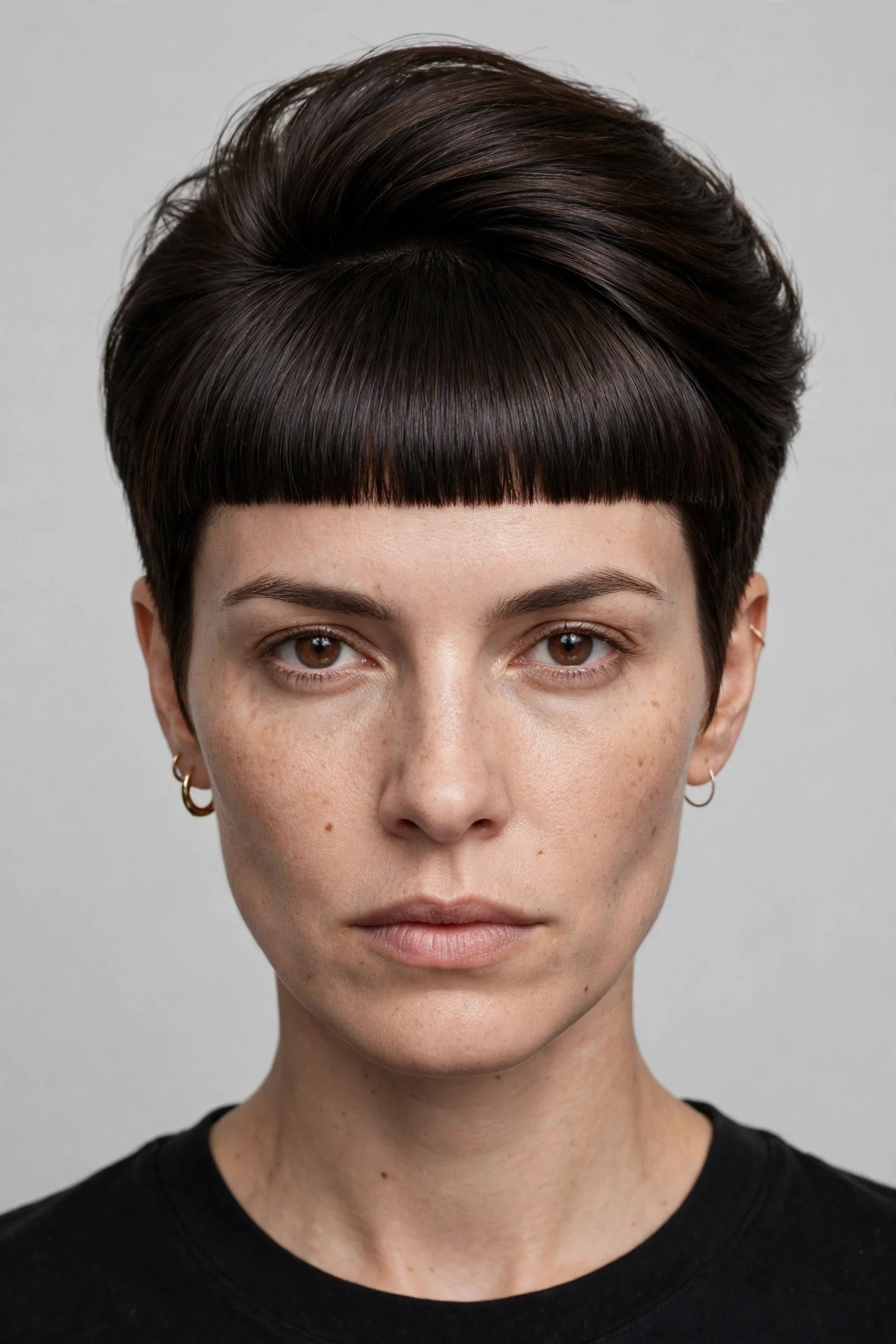Long pixie with blunt fringe