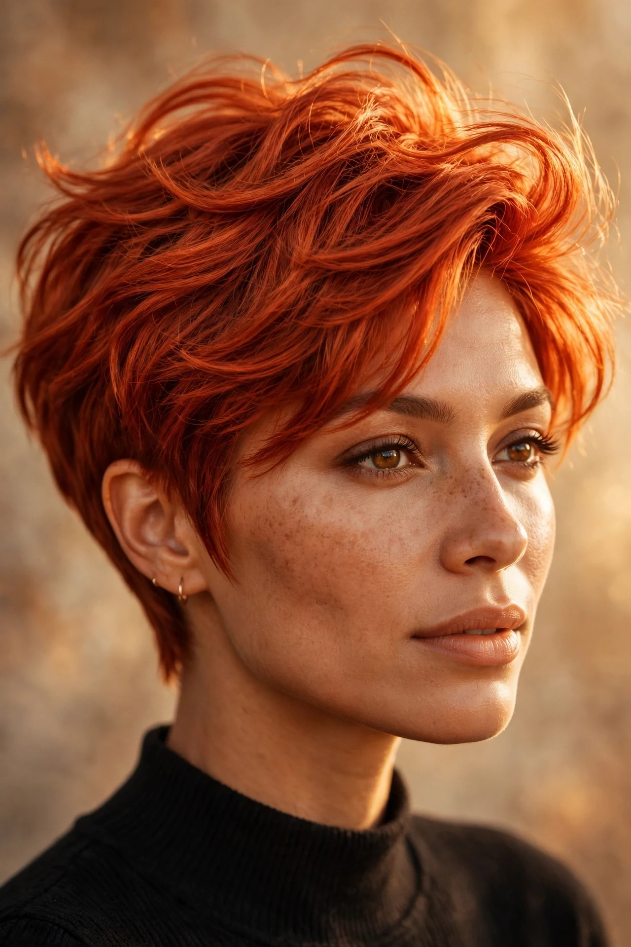 Long pixie with copper colour