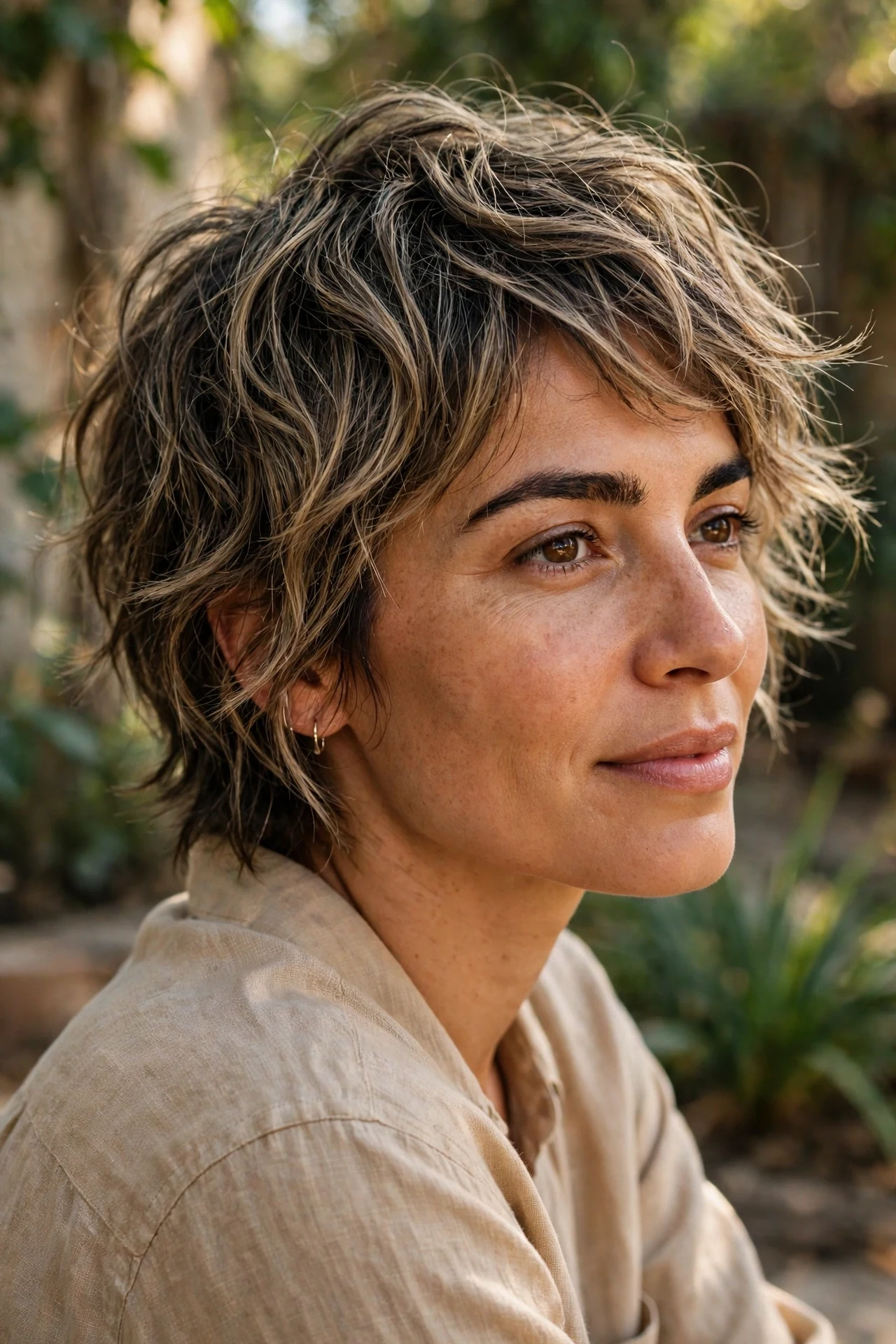 Lived-in long pixie cut