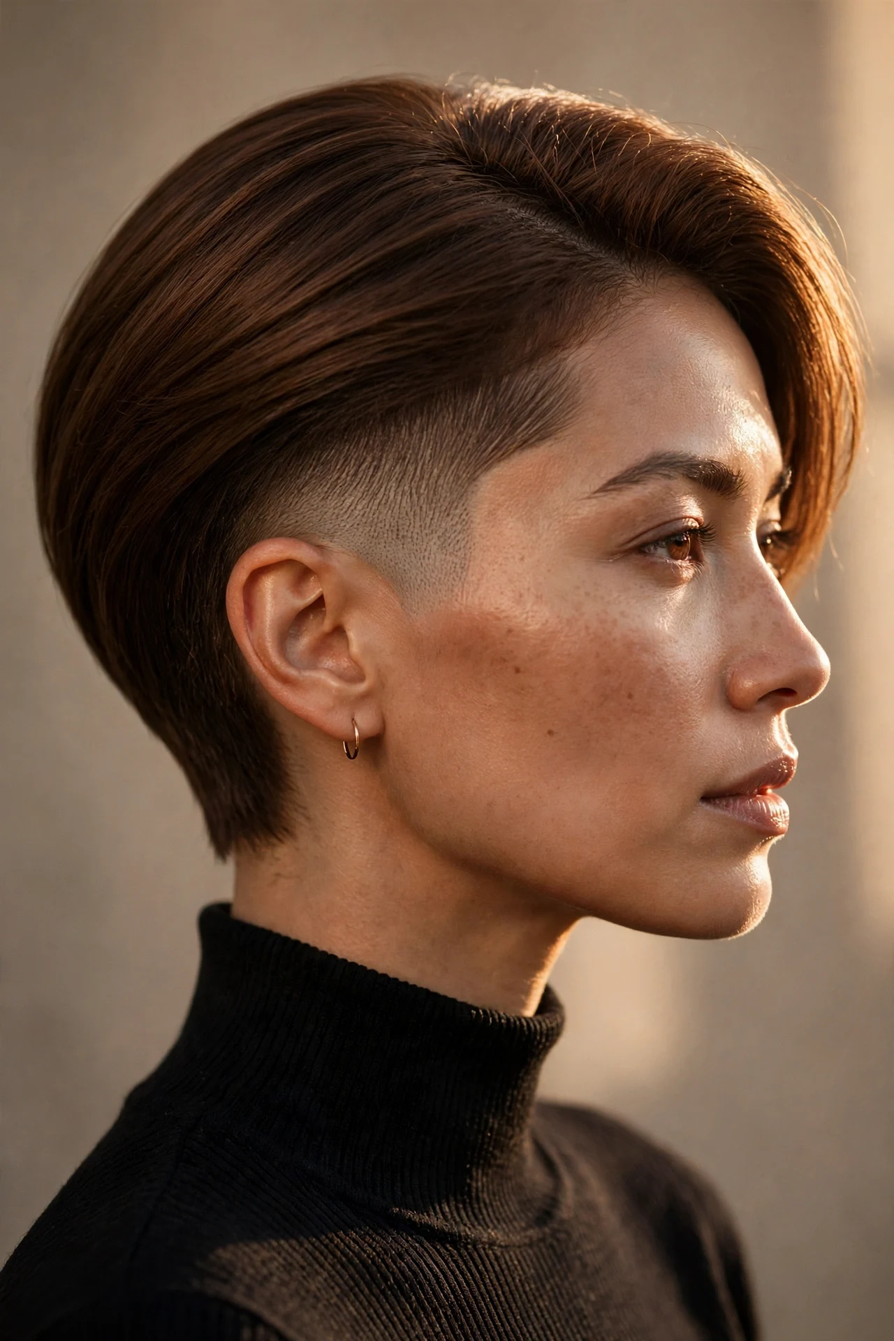 Long pixie with temple fade