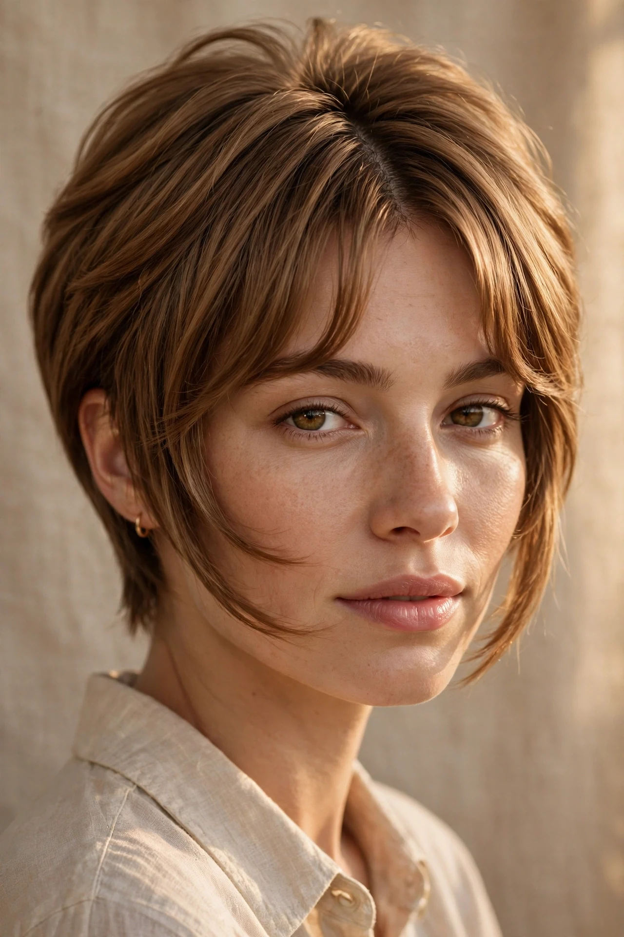 Long pixie with full curtain fringe and face frames