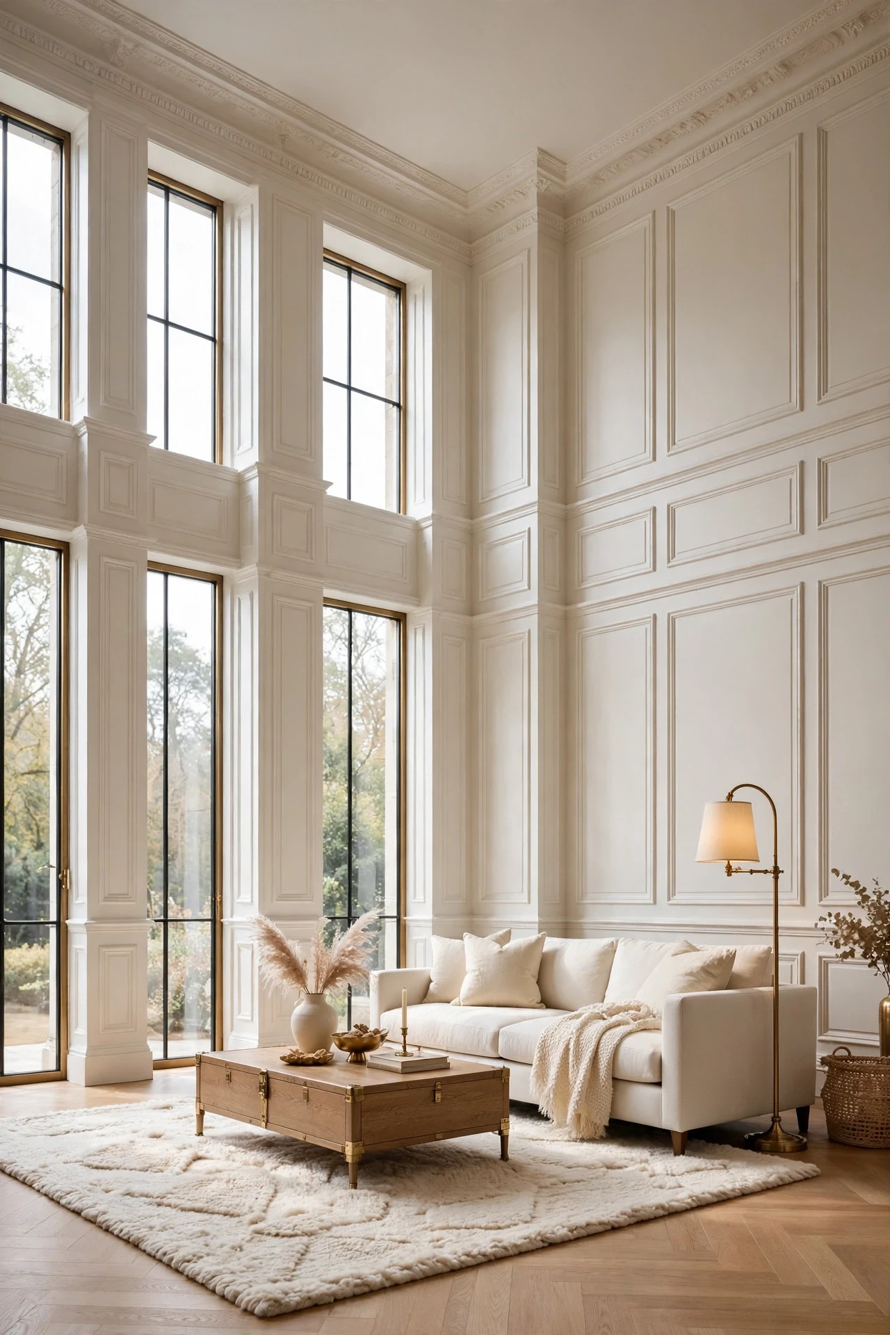 Floor-to-Ceiling Panels in a Formal Living Room