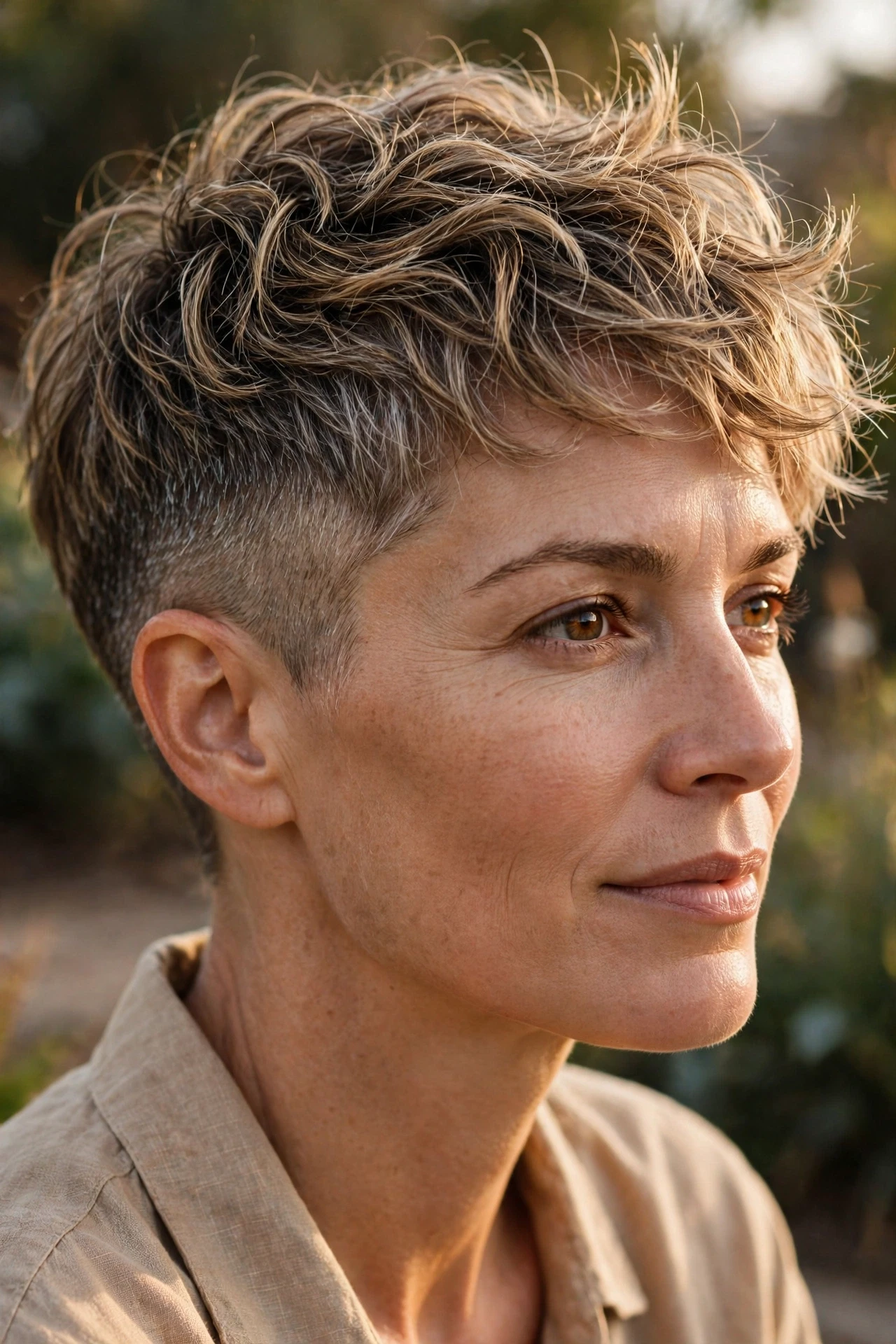 Sea salt texture pixie cut with tousled natural movement
