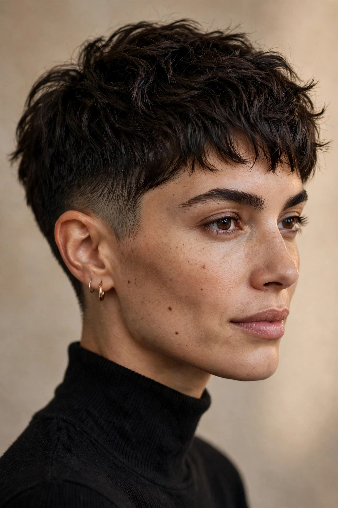Textured crop pixie for thick hair with slide-cut texture