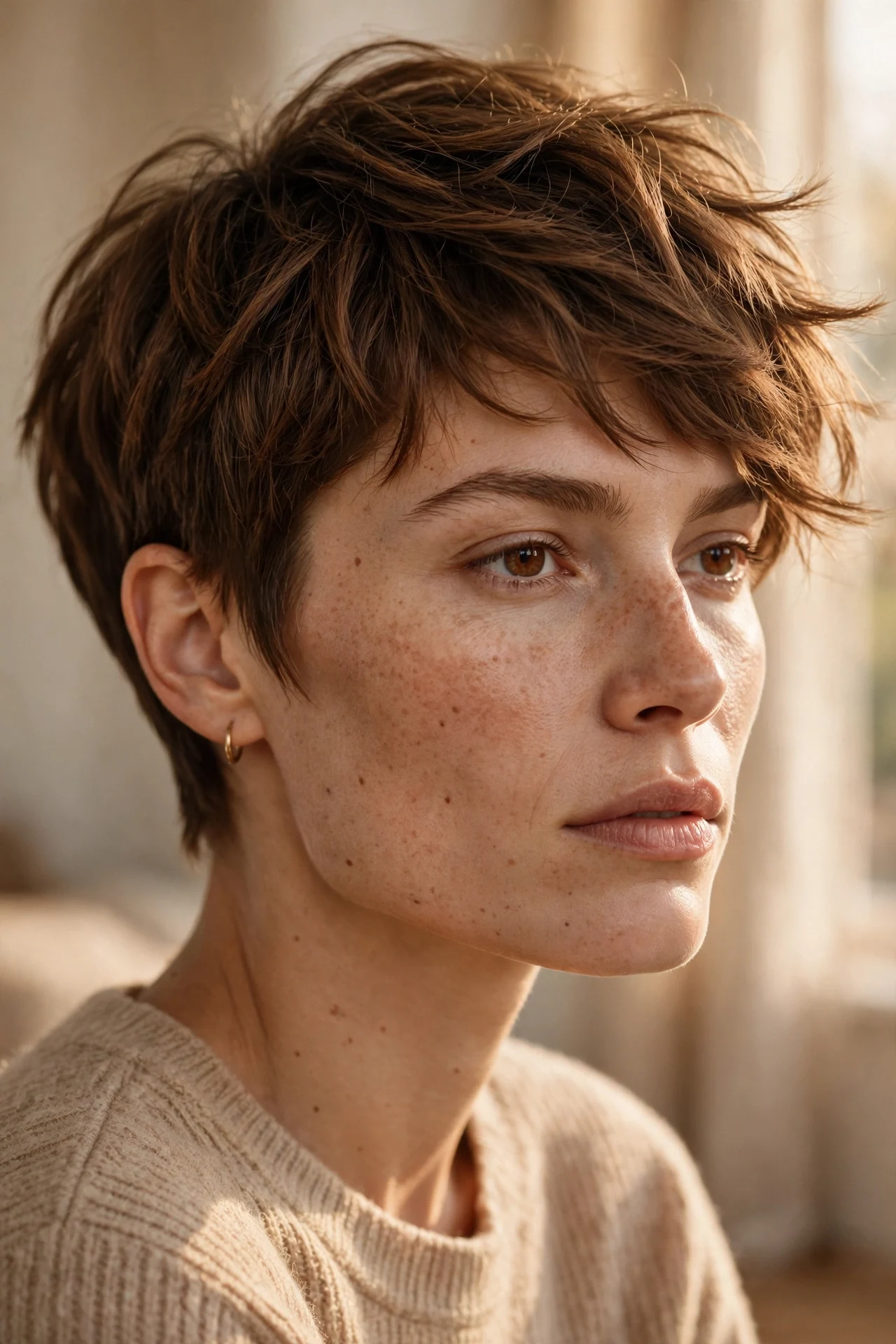 Textured pixie for square faces with soft irregular ends
