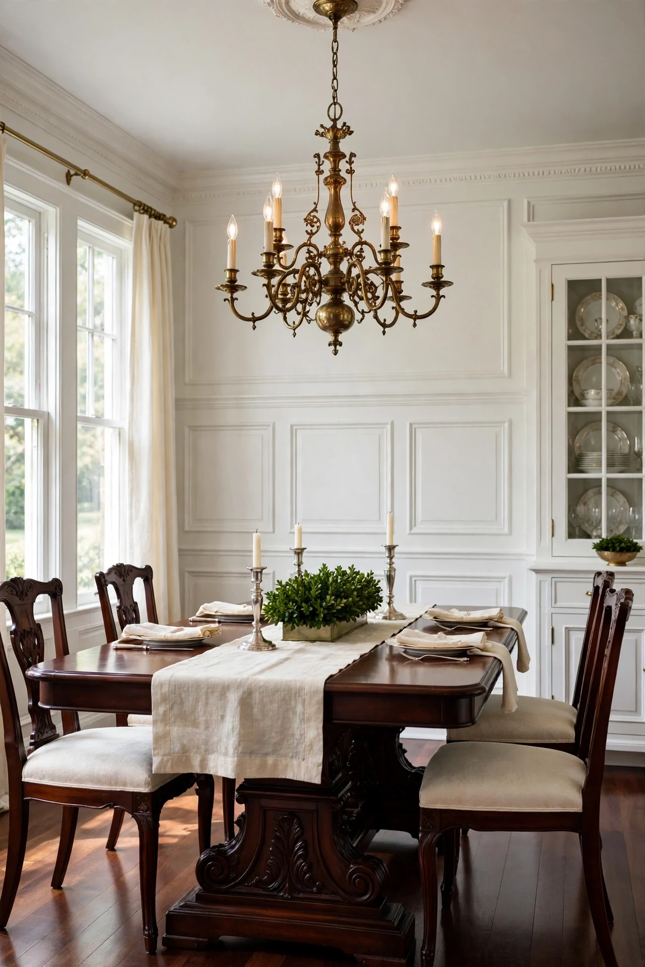 Benjamin Moore Simply White Traditional Wainscoting Ideas for a Formal Dining Room