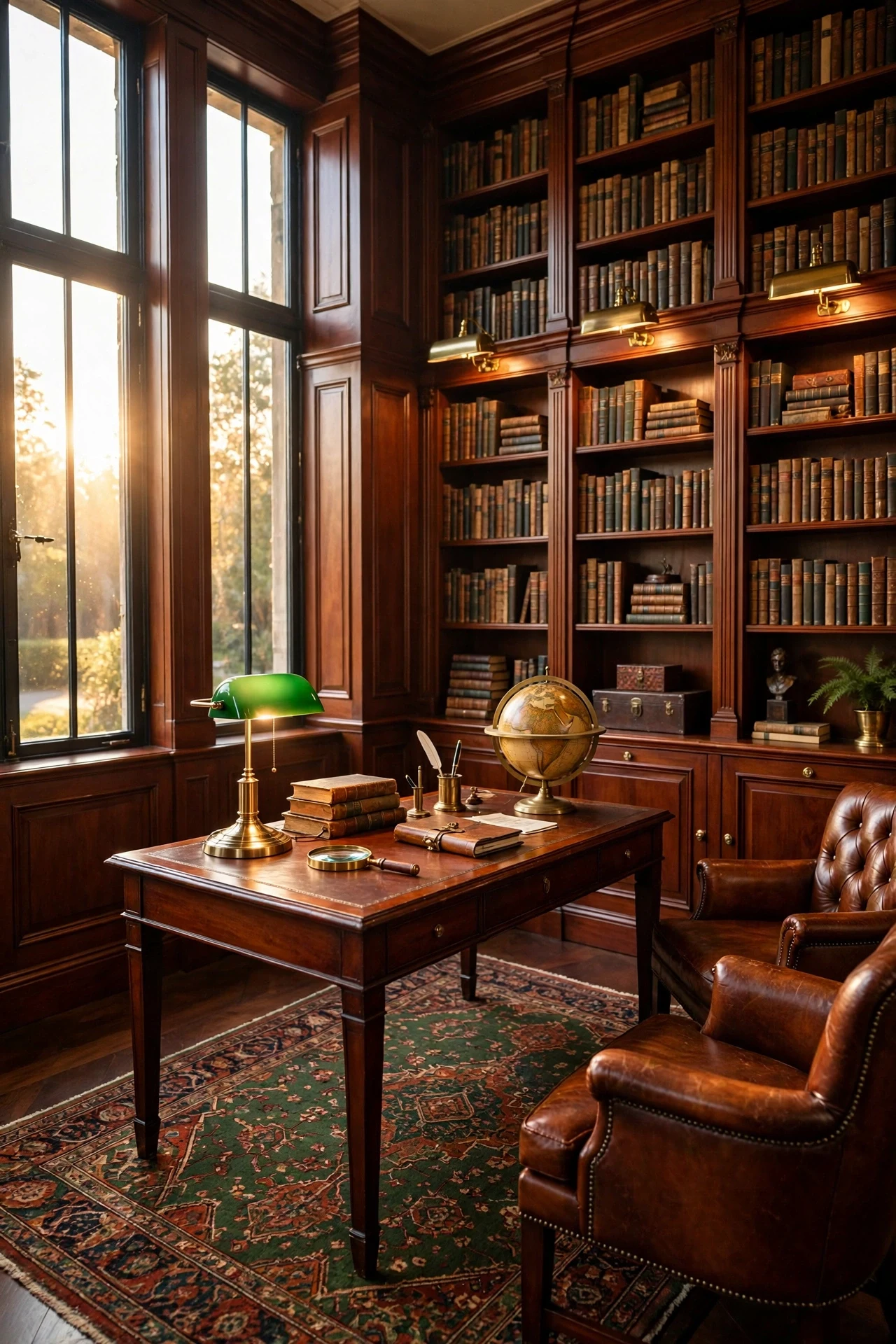 Mahogany Raised Panels in a Gentleman's Library