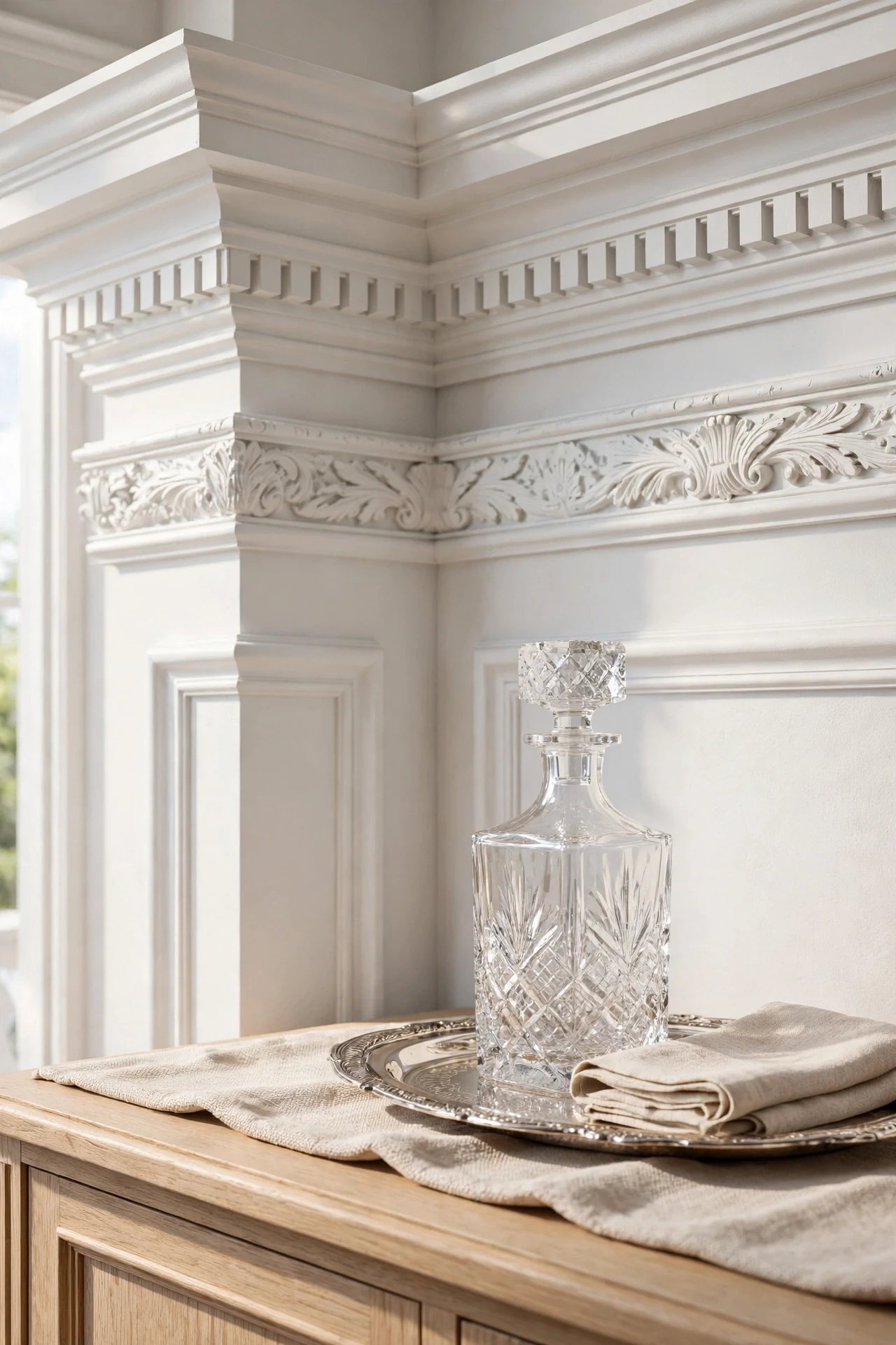Dentil Crown Stacked Over a Chair Rail
