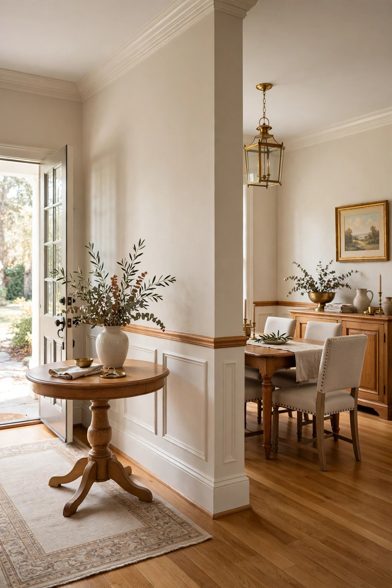 Wainscoting Marking Foyer and Dining Zones