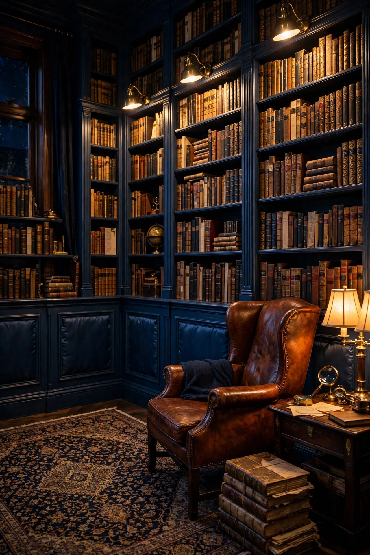 Navy Traditional Wainscoting Ideas for a Cozy Library