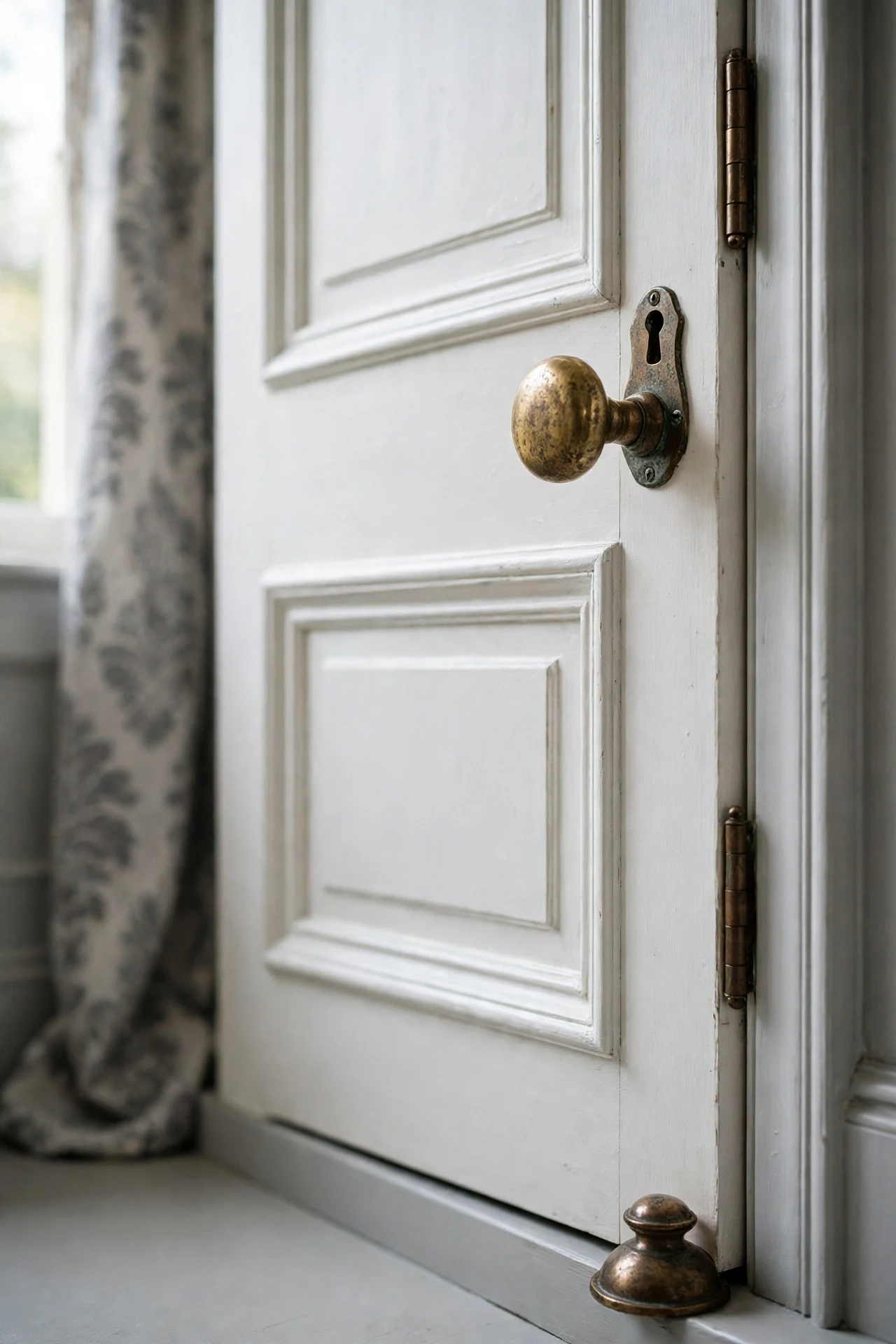Unlacquered Brass Hardware on Paneled Doors