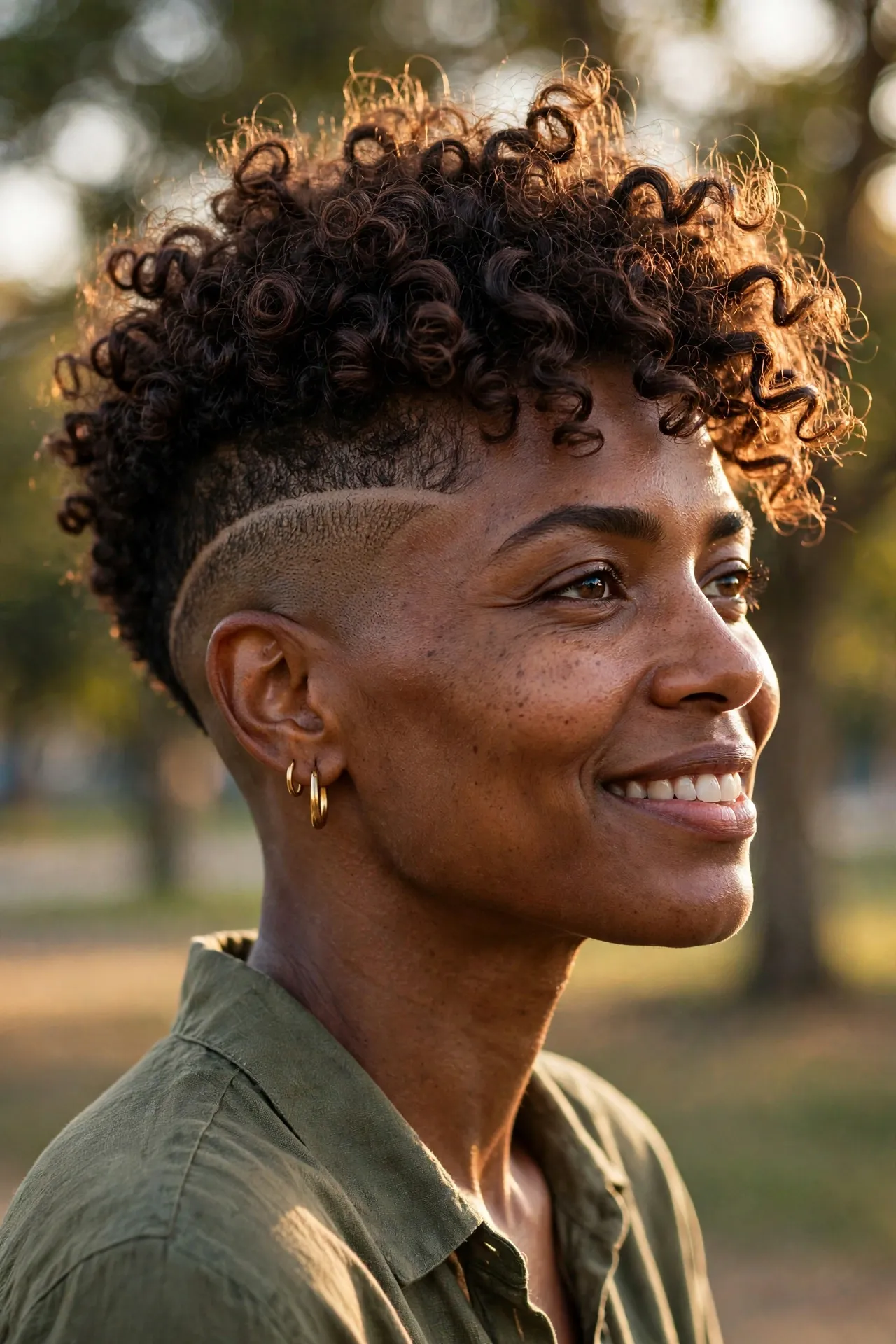 Curly Top Undercut Pixie
