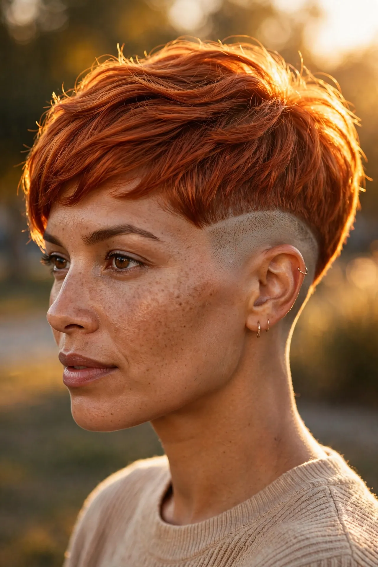 Undercut Pixie with Auburn Colour